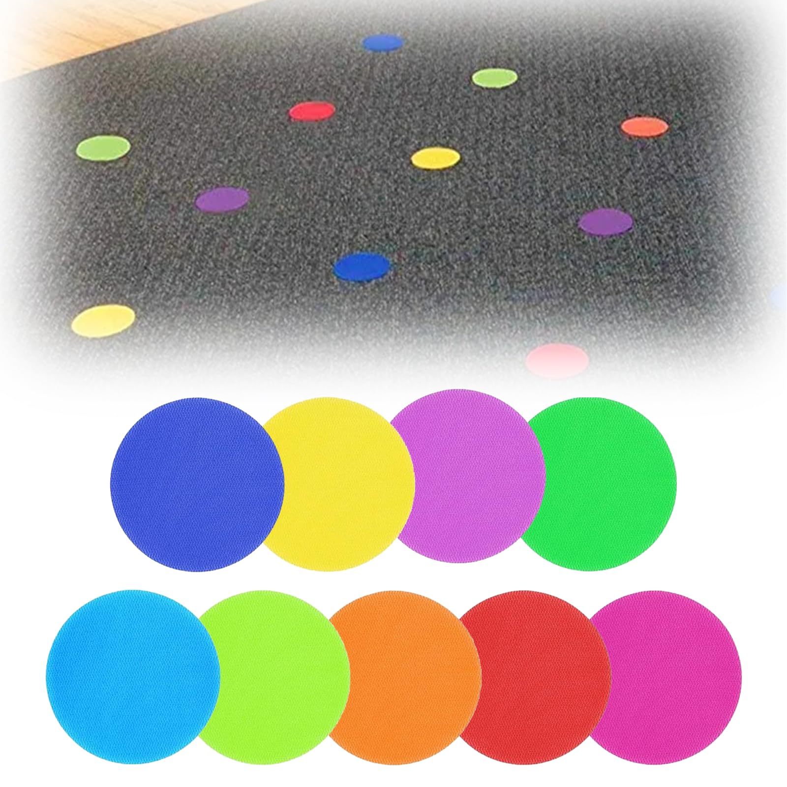 36 Pcs Carpet Spots for Classroom, Multicolor 4 Inches Carpet Spot Markers Velcro Spots, Non Slip Nylon Carpet Spots Floor Spots for Classroom Decorations Teacher Supplies Kids Activities Sports