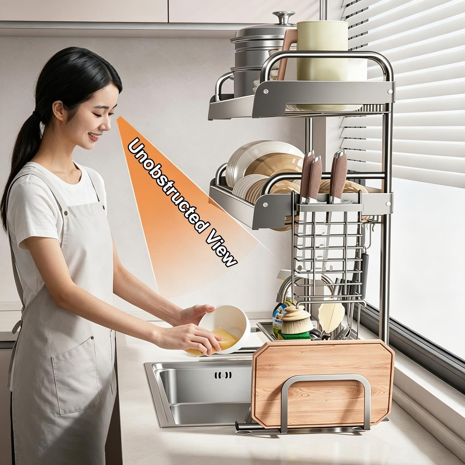 Scolapiatti Sopra Lavello con Portautensili e Organizer Cucina