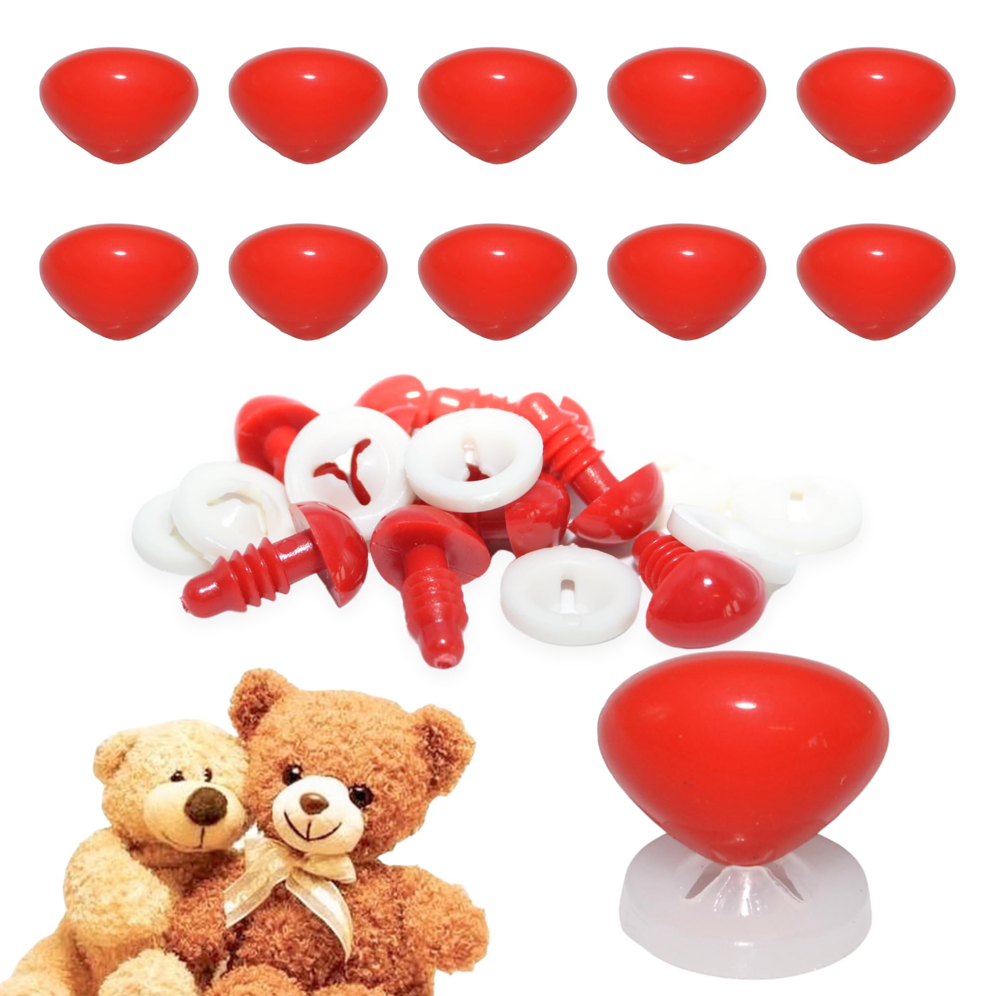 celloexpress 15mm x 10mm Bright Red Triangle Noses Plastic Backs (Pack 10)
