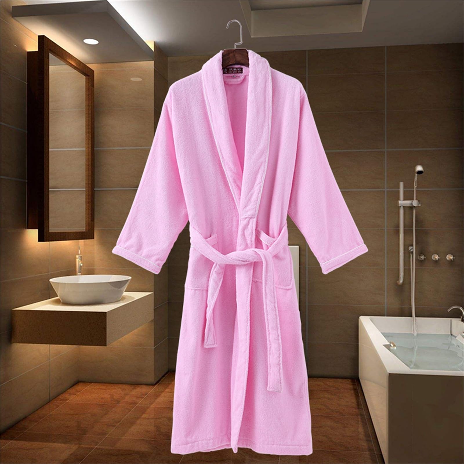 Albornoz Mujer Rizo Bata de baño gruesa for hombre, ropa dormir otoño e invierno, cálida, coral, holgada, informal, for estar en casa