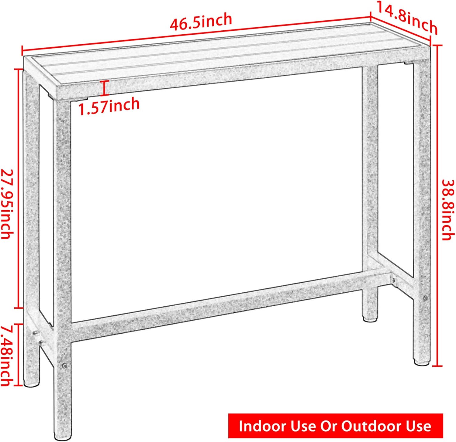 Mr IRONSTONE Outdoor Bar Table 46.5” Pub Height Dining Table Bistro Patio Table with Waterproof Top and Hammer Finish Stands : Patio, Lawn & Garden