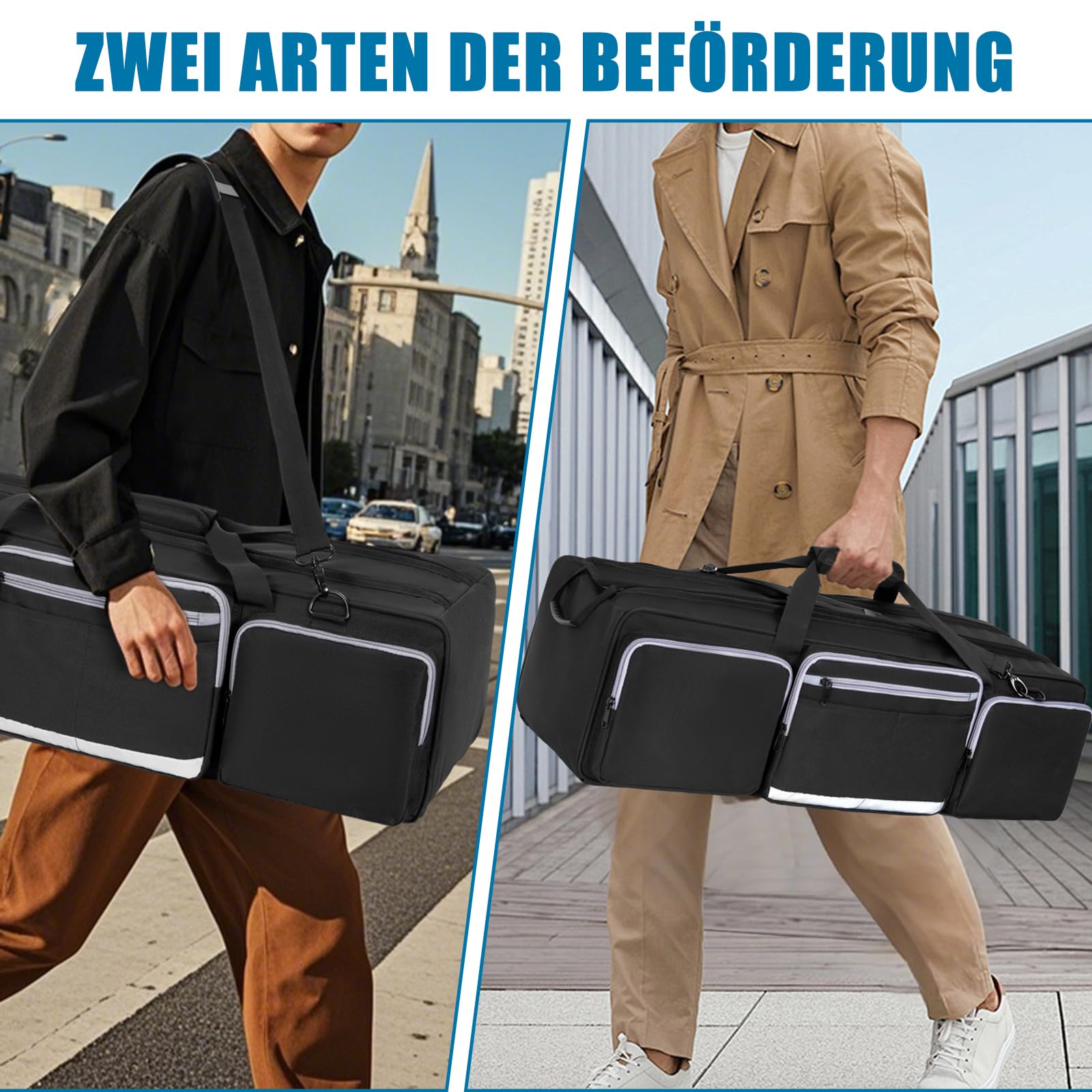 OUUTMEE Borsa per il trasporto del treppiede, grande borsa fotografica per treppiede con divisori imbottiti rimovibili, borsa leggera con base imbottita antiurto per treppiedi per fotocamera