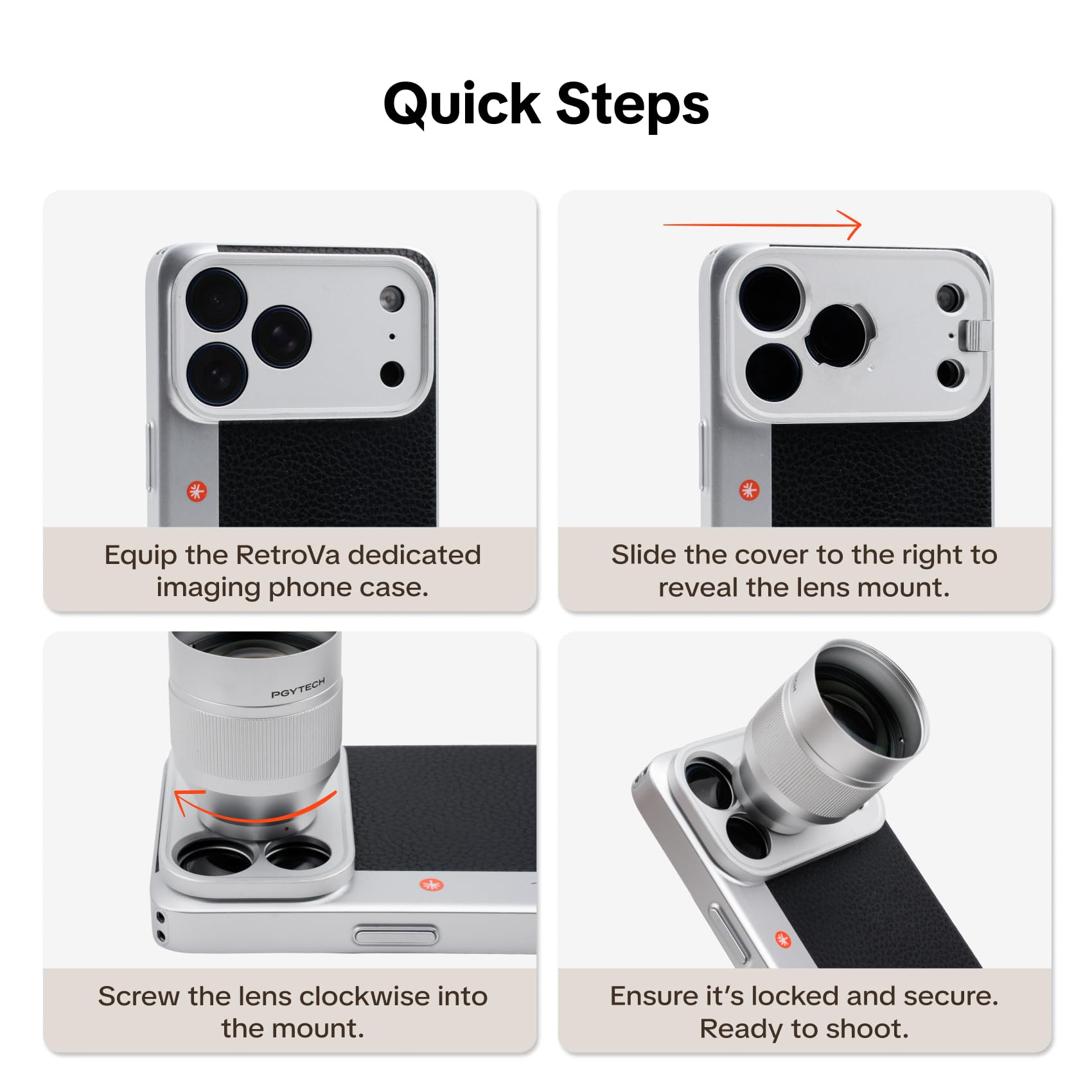 PGYTECH Teleobiettivo 2X per iPhone 17 Pro, Kit Fotografico Vintage RetroVa con Anello Adattatore e Custodia, Estensore Ottico Professionale per Riprese Cinematografiche a Lunga Distanza