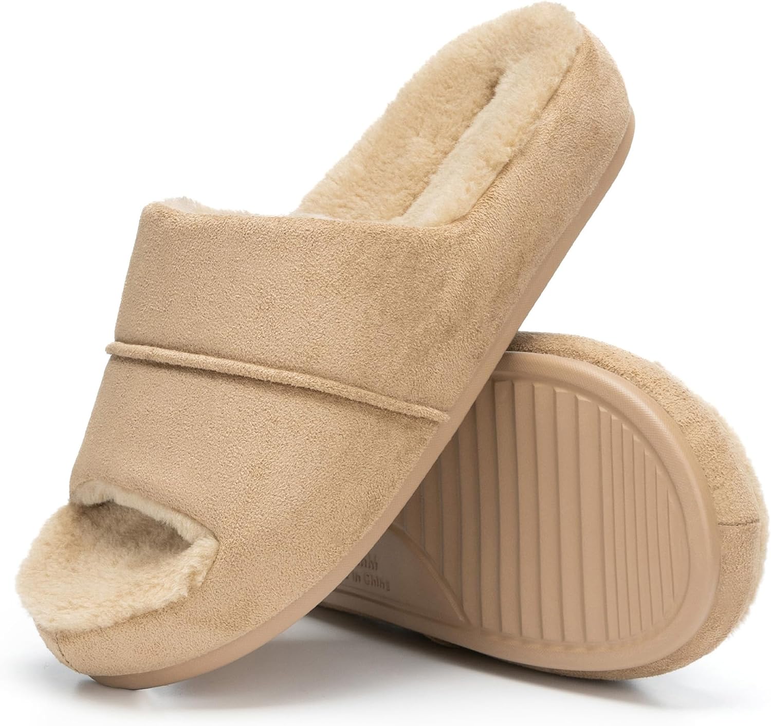 Chantomoo Womens Mens Slippers Memory Foam Slippers for Women and Men Fuzzy Plush Comfy Faux Fur Lined Suede Upper Gift Slippers