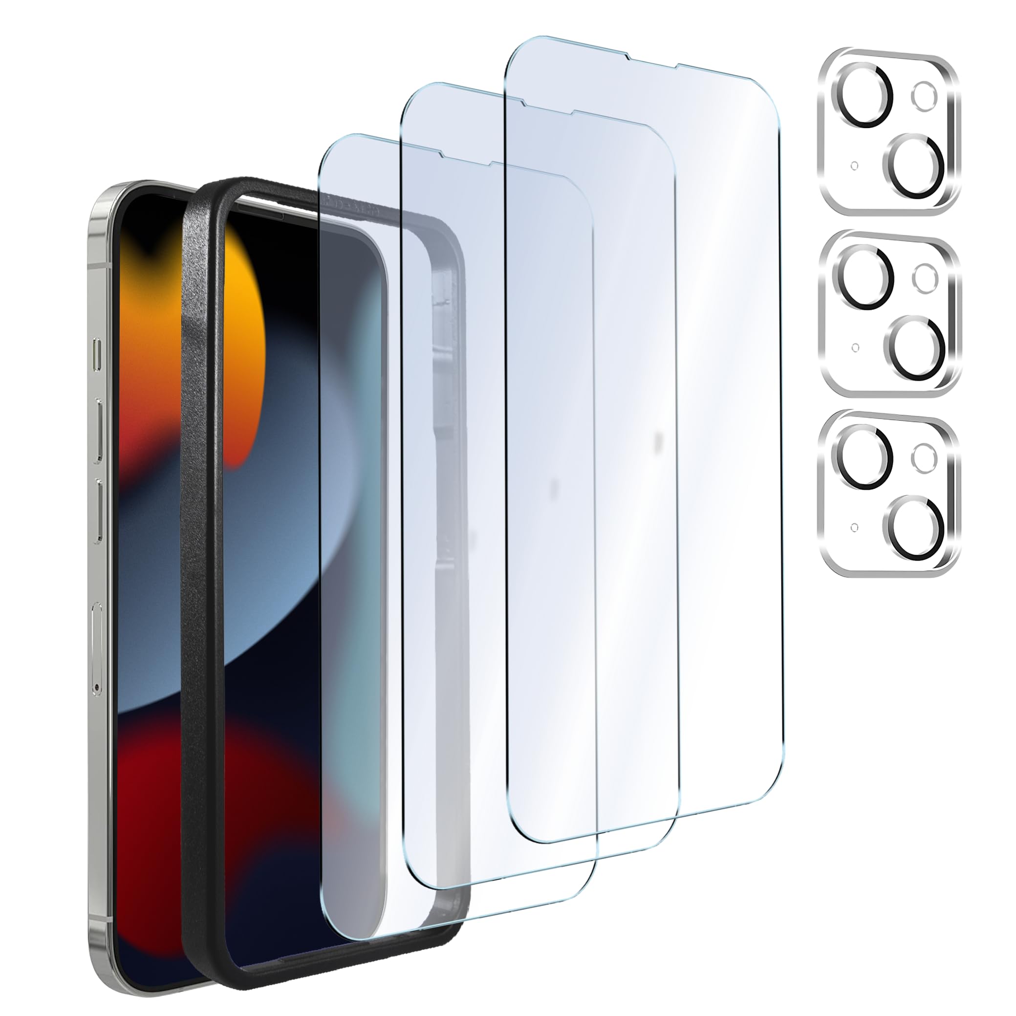 Sonix | 3 Pack Glass Screen Protector for iPhone 15 Plus + 3 Pack Camera Lens Protector | Case Friendly, Tempered Glass