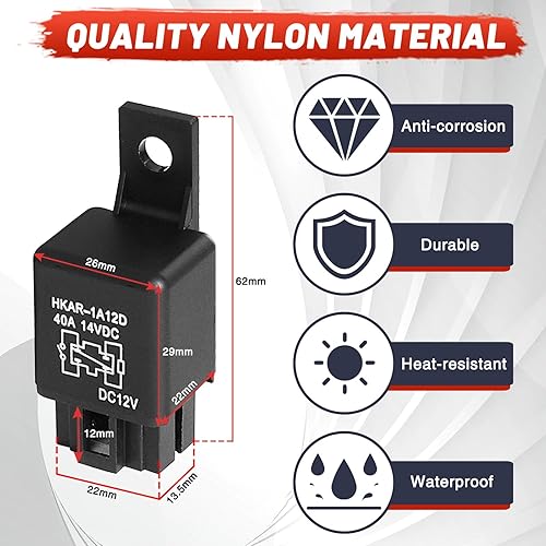 Miniatura 4 de Tongze Relé de 4 pines de 12 V, 40 amperios, SPST 14 VCC, relé automotriz impermeable para faros delanteros de automóvil, altavoces, bocina, aire