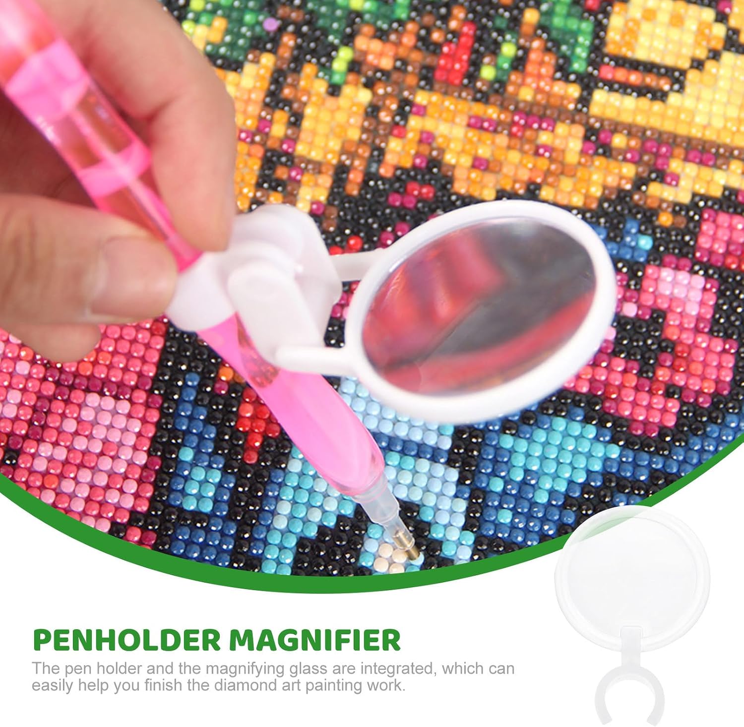 Didiseaon 5PCS Drill Pen Magnifying Lens Diamond Pen Magnifying Glass Art Painting Magnifier with Clamp Clip- on Pen Magnifier for Nail Art 5D Painting with Diamonds