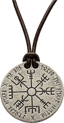 Shire Post Mint Vegvisir Norse Compass Silver and Leather Necklace