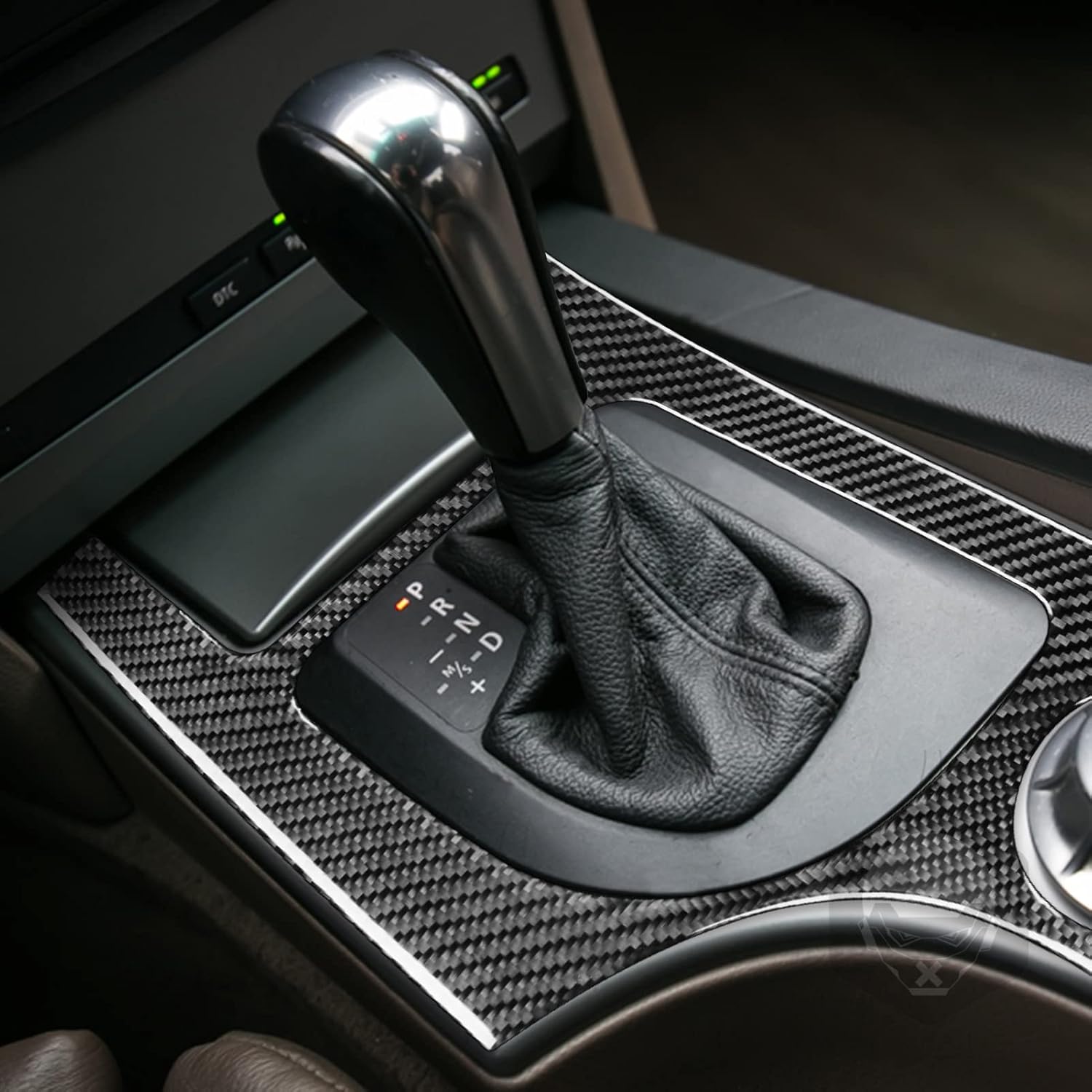 Carbon Fiber PC Vinyl Cover Trim Sticker Accessories Decoration Compatible with BMW 5 Series E60 2004-2007 (Gear Shift Dashboard Frame 30, Black)