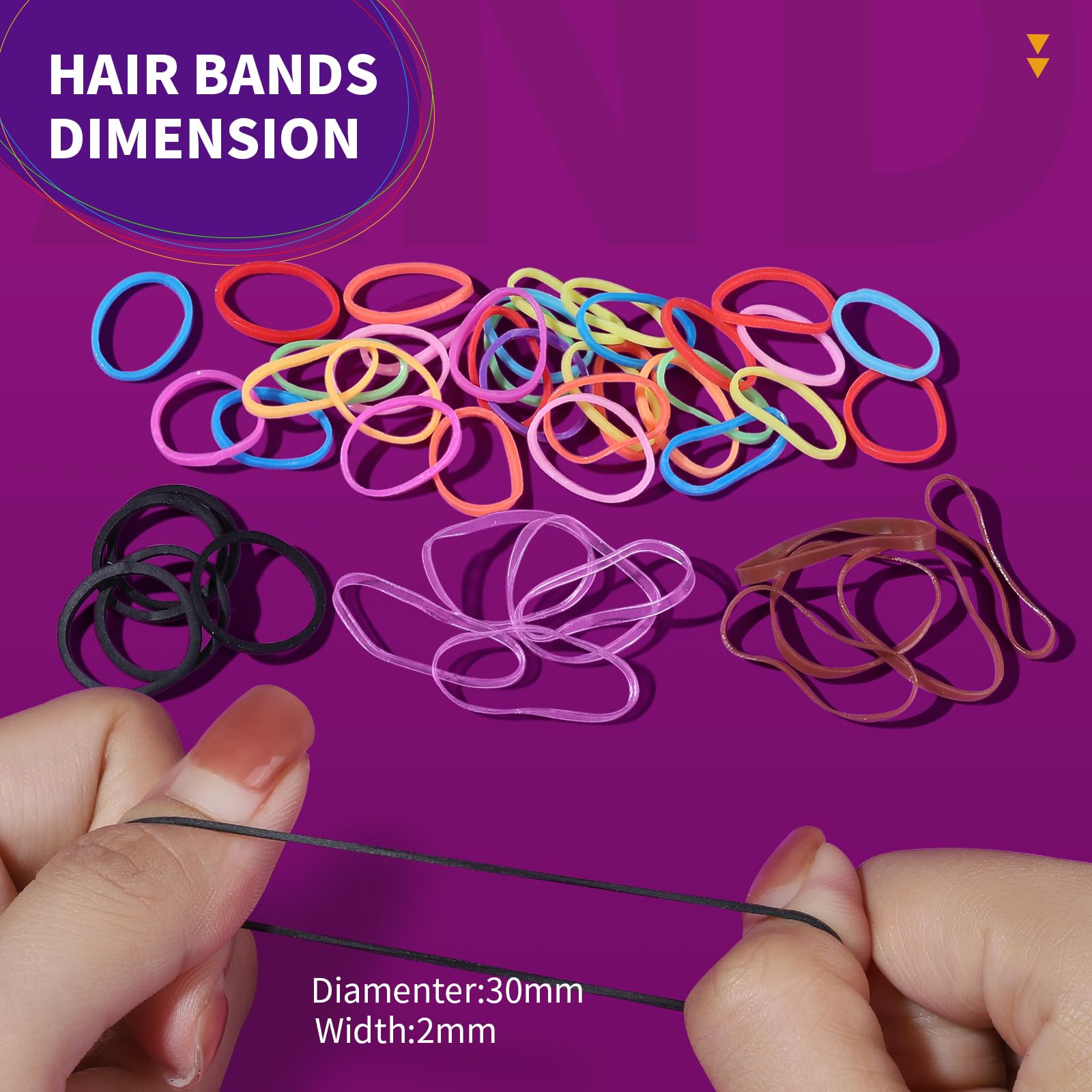 Teenitor Bandas elásticas para el pelo, 2000 unidades de gomas para el cabello, gomas elásticas para el cabello, lazos pequeños para el cabello, transparente, negro, marrón y color