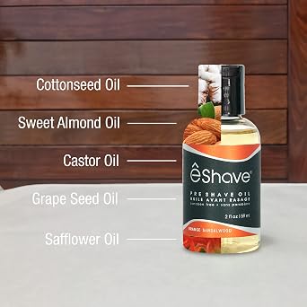 eShave Pre Shave oil for men- protects from shaving irritation and razor burn- for smoothest shave and silky skin- All Natural Shaving oil 2 oz