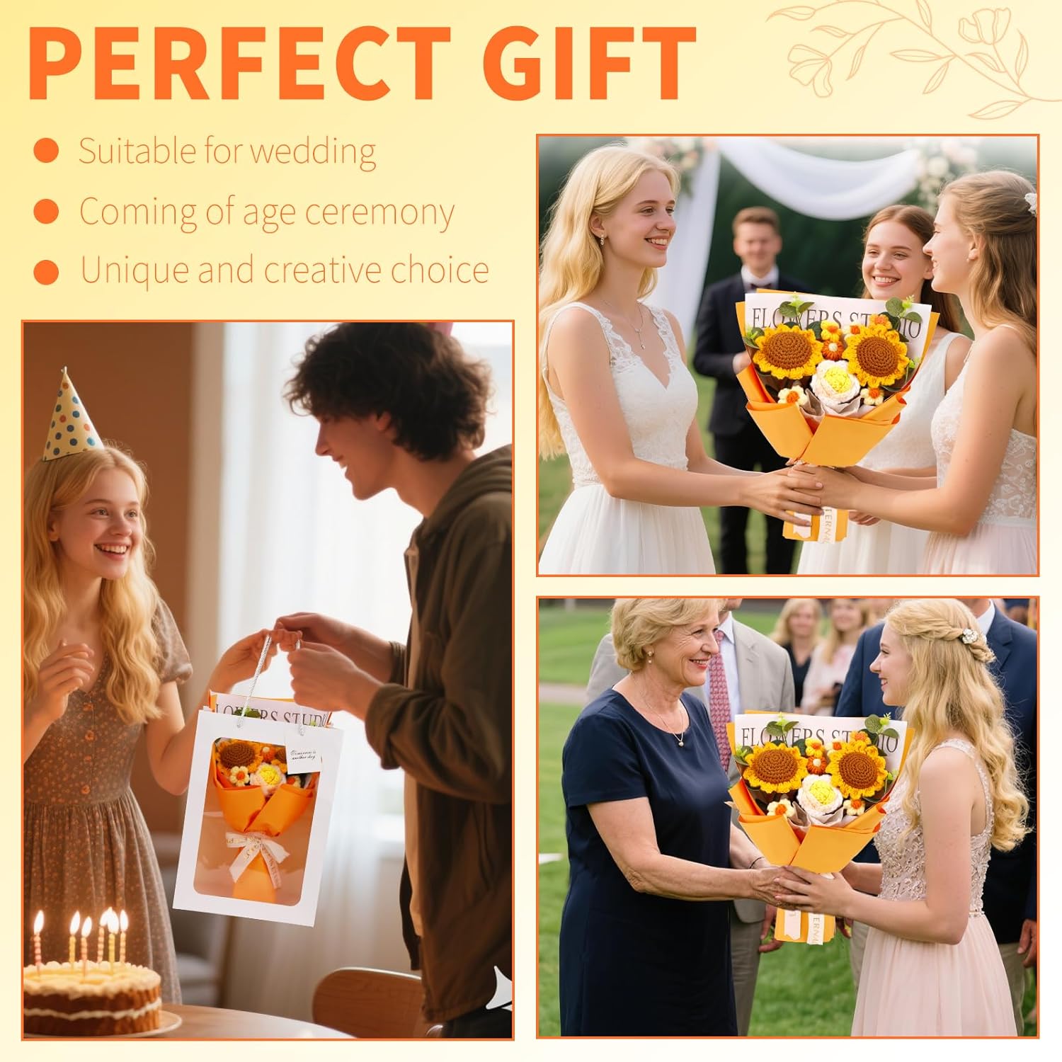 Crochet Flower Bouquet Crochet Flowers, Crochet Flower Bouquet Sunflower, Handmade Crochet Bouquet for Valentine's Day Gifts, Graduation, Birthday Gifts for Women - Image 7