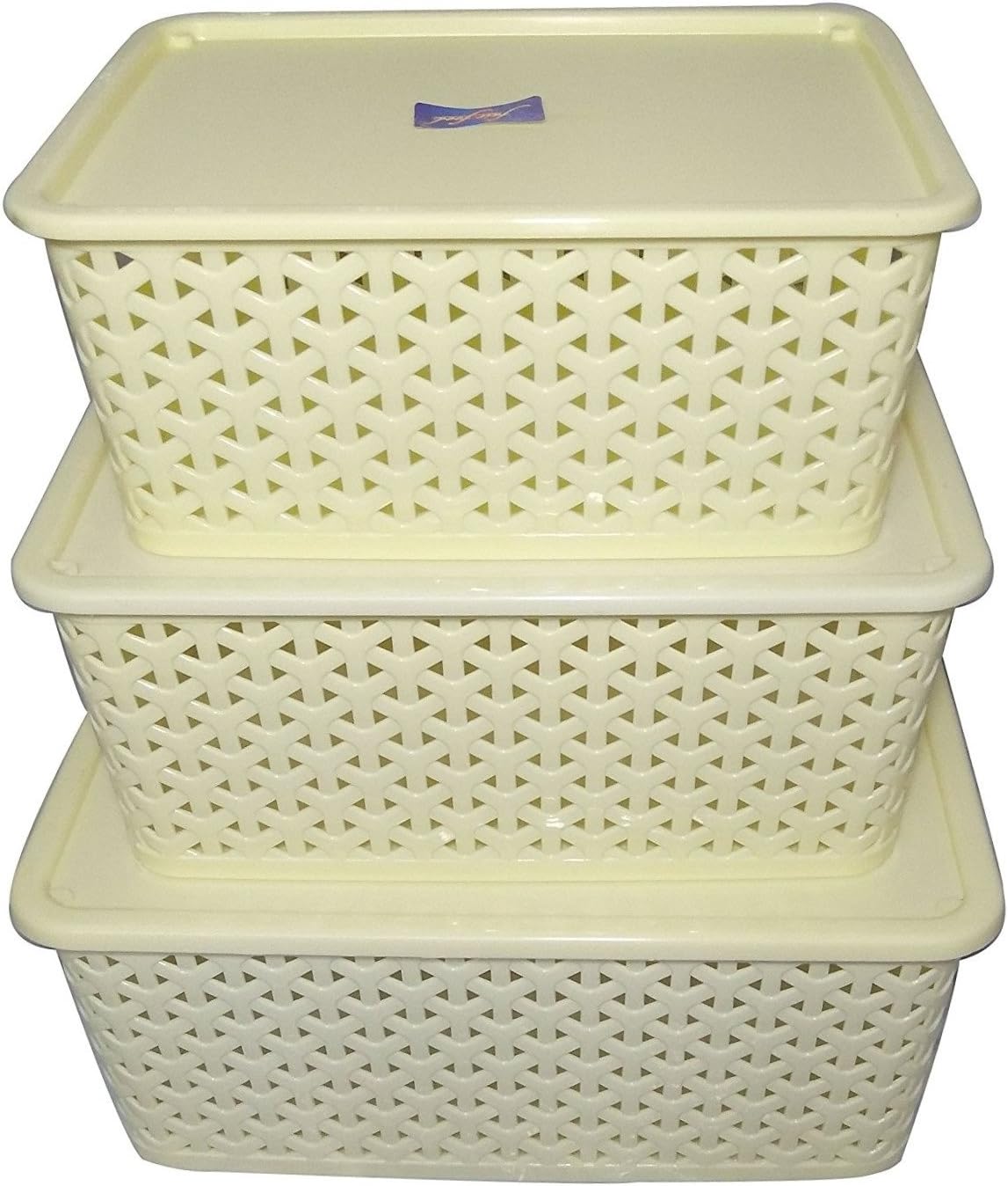 Fair Food 3 Piece Plastic Basket with Lid, Ivory