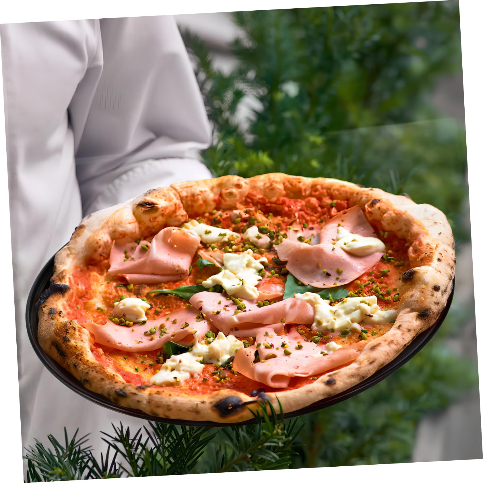 Robustes Backzubehör Rundes Pizzablech aus Kohlenstoffstahl 2 Stück-pack mit Löchern 32cm Durchmesser Praktisches Design zum Backen für Küche und Backofen