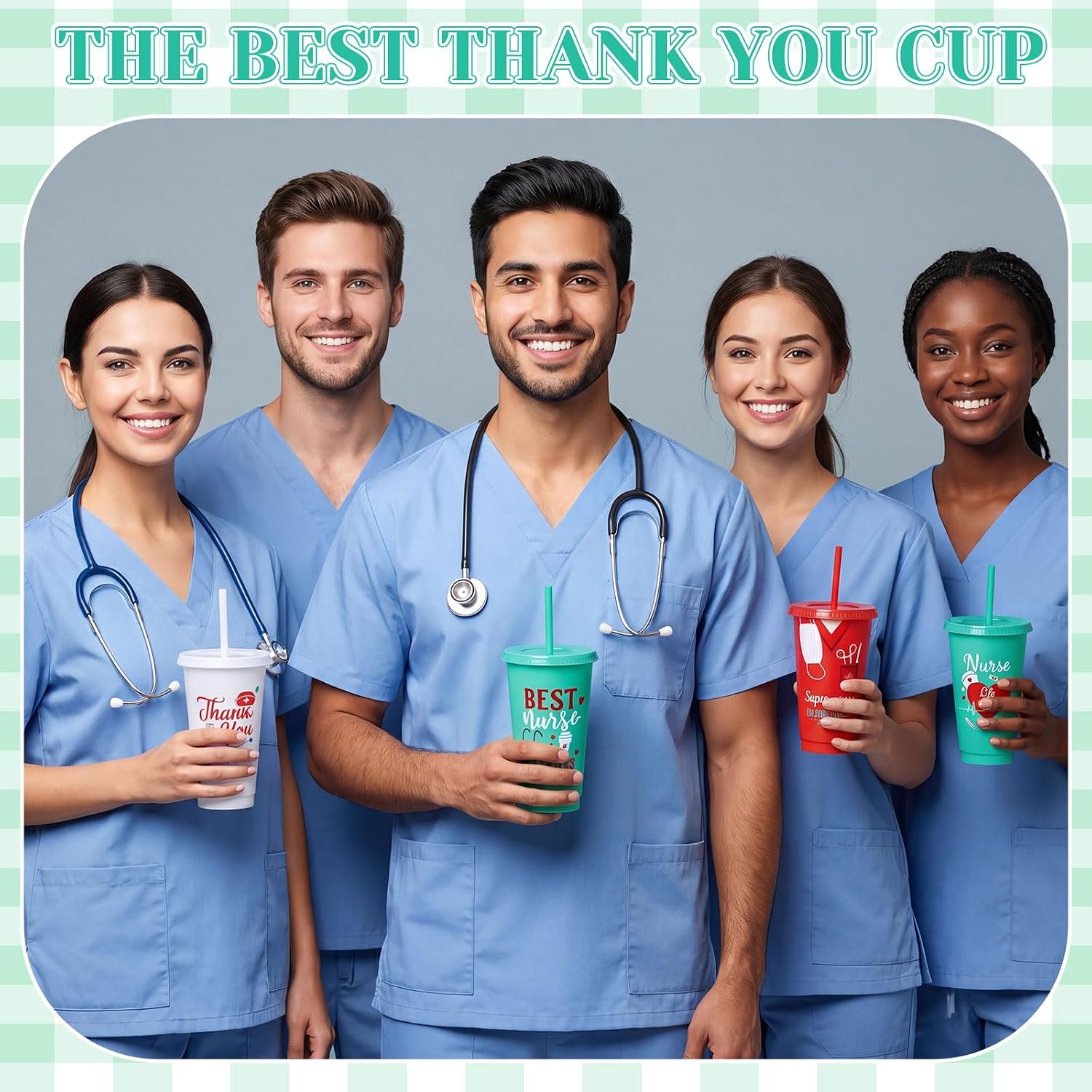 12 Sets Nurse Week Gifts Bulk 24 oz Nurses Plastic Tumbler with Lids and Straws Cute Straw Covers Caps Clear Opp Bags with Bow for Nurse Week Appreciation Party Favors Graduation Supplies image 5