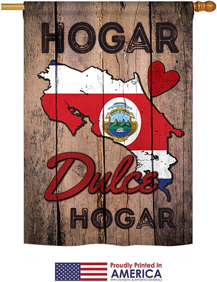 Country Costa Rica Hogar Dulce House Flag Regional Nationality Nation International World Particular Area Small Decorative Gift Yard Banner Made In USA 28 X 40