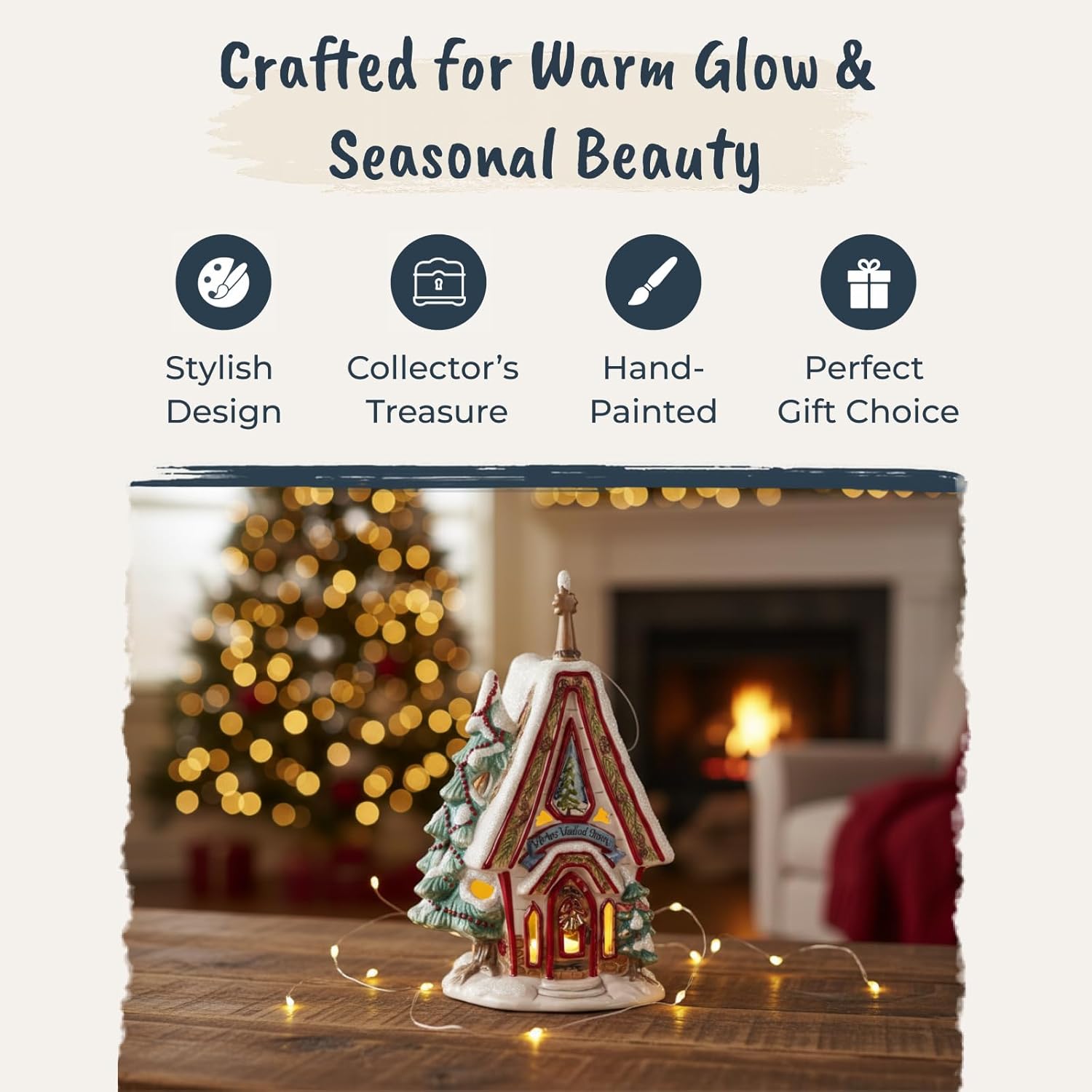 Blue Sky Ceramics Winter Woodland Church Candle House, Multi, Multicolor (1679)