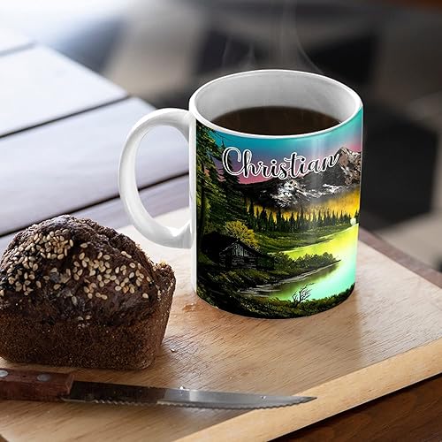 Miniatura 9 de Taza de café personalizada con nombre y letra inicial, monograma con diseño floral azul del alfabeto, taza de café blanca con inicial del alfabeto,