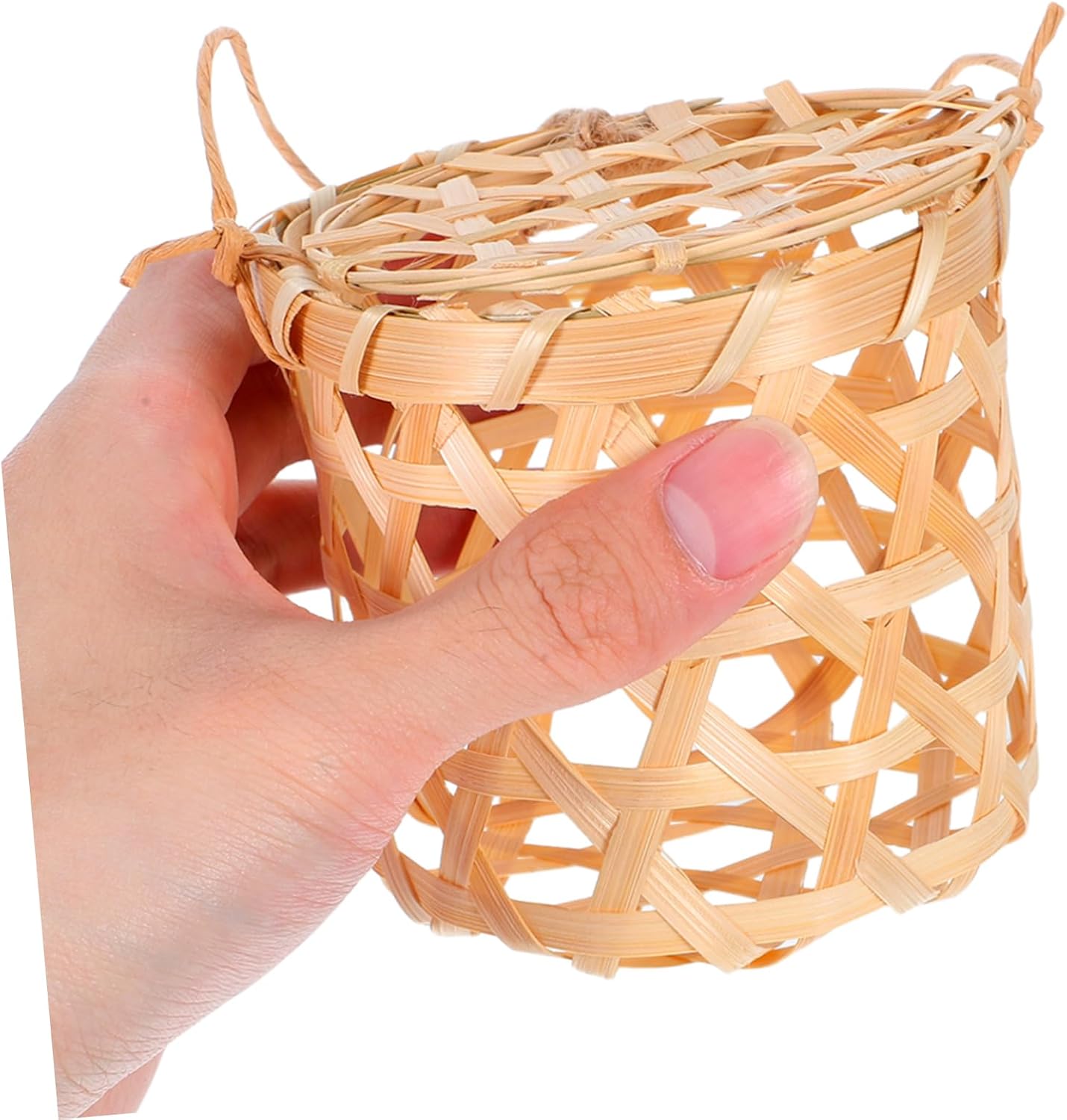 Beavorty 4pcs Mini Baskets with Handle for Wedding Favors Hand Woven Decorative Candy Boxes for Parties and Celebrations Portable Baskets with Lid