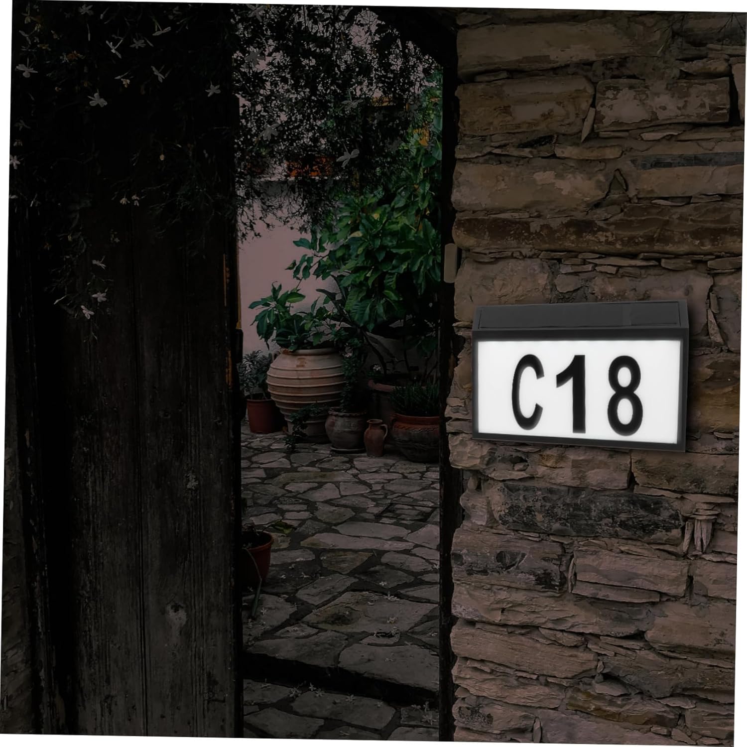 DOITOOL 1set Solar House Number Plaque with Led Light Address Sign for Garden and Door Weatherproof Solar House Number Light for Easy Visibility with Letters