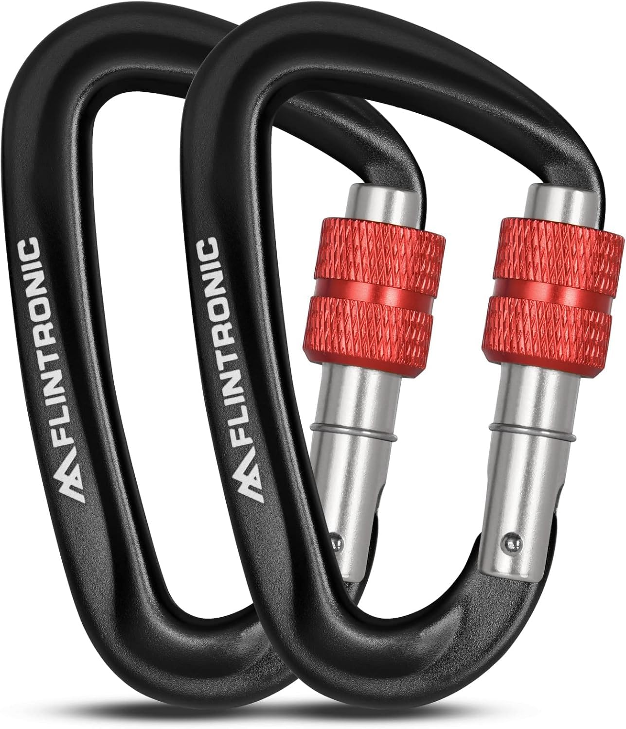 flintronic Karabiner mit Schraubverschluss, 12/25/30KN Karabinerhaken Schraubverschluss, Karabiner mit 1200kg/ 2500kg/3000kg Belastbarkeit Schwerlast, Karabiner für Hängematten, Camping, Wandern
