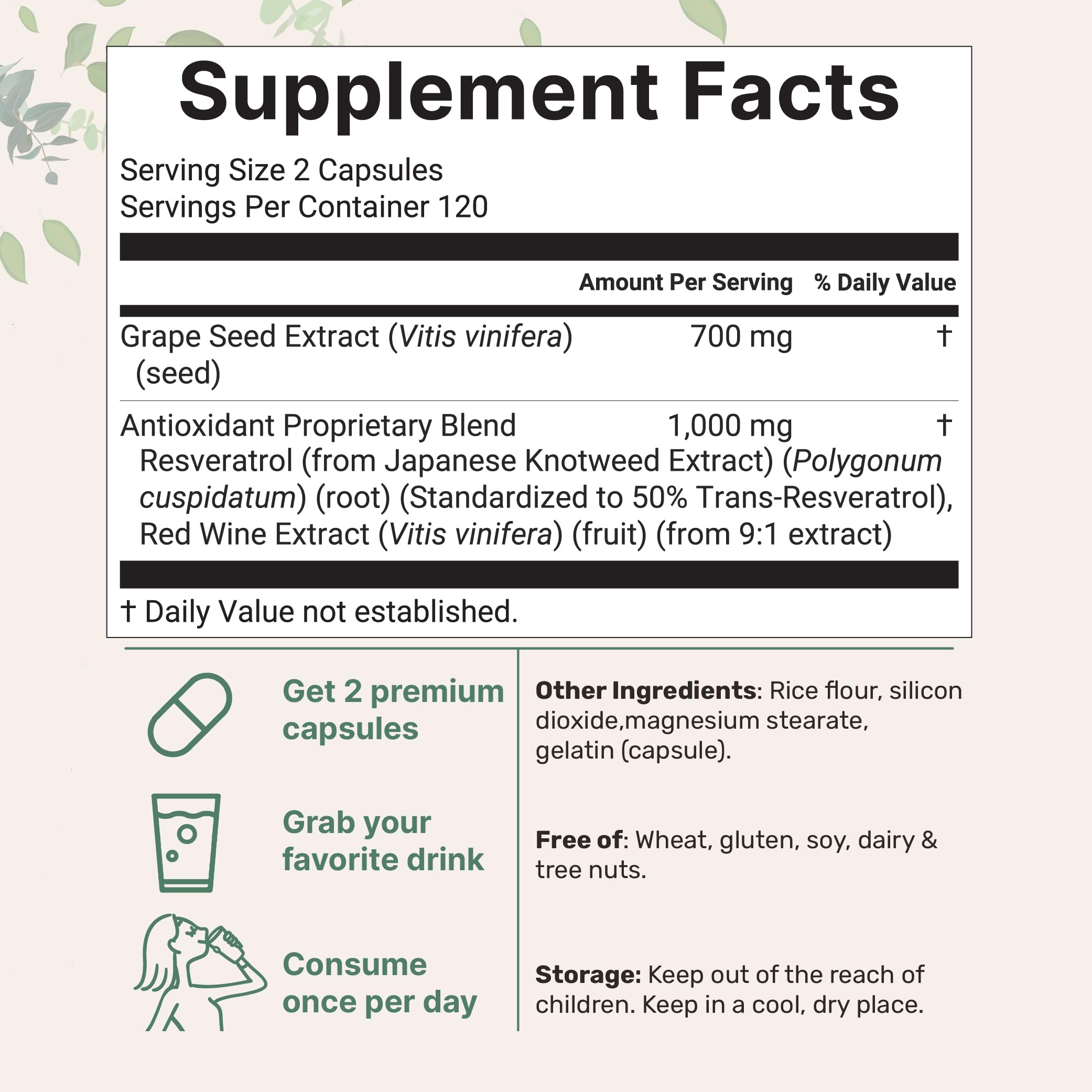 Micro Ingredients Grape Seed Extract, 240 Capsules | 3-in-1 Antioxidant Blend with Resveratrol & Red Wine Extracts | Max Strength Polyphenols Supplement | Non-GMO — Amazon image 2