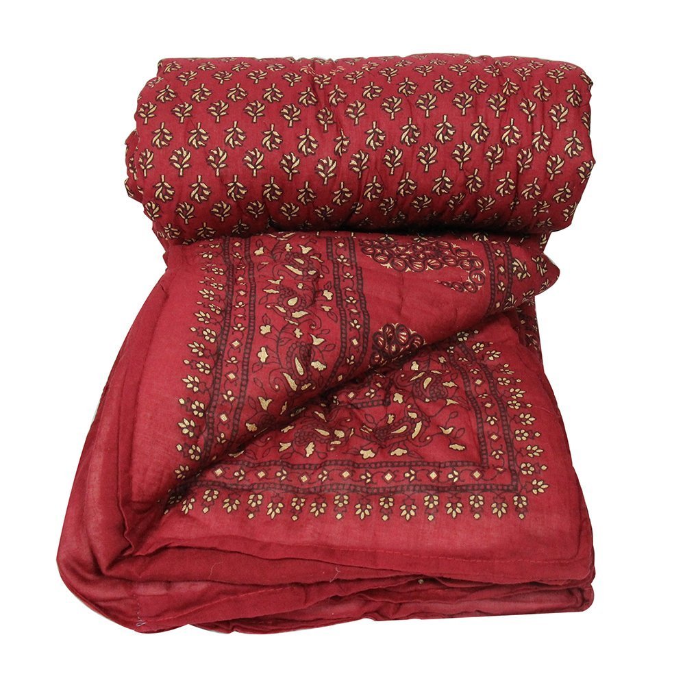 SVT Jaipuri Light weight Cotton Traditional Rajasthani Gold Print Red
