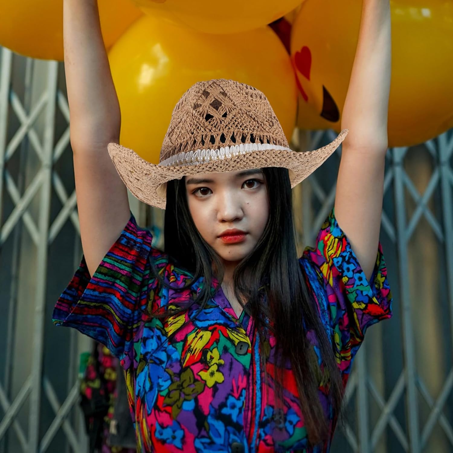 Veemoon Wide Brim Sun Hat for Summer Outdoor Activities Stylish Cowboy Hat for Travel Beach Tea Parties