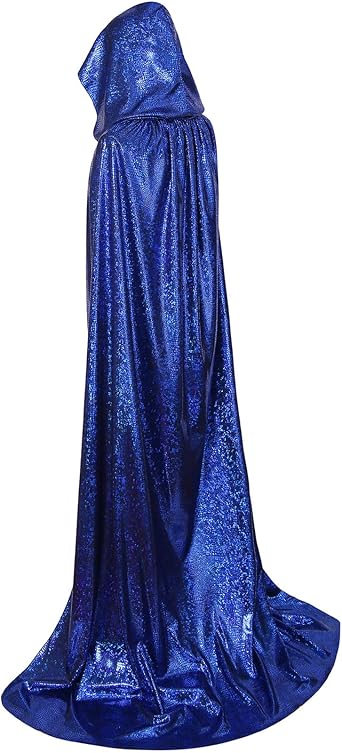 GRAJTCIN Women Sequin Cape Shiny Hooded Cape Full Length Glitter Cloak Mardi Gras Halloween Christmas Disco Party Costume
