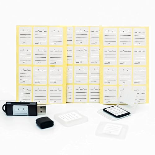 (120 Count) SD Card Label Stickers/Flash Drive Labels with 6 Free SD Card Cases & a Storage Box - Stick-On, Removable