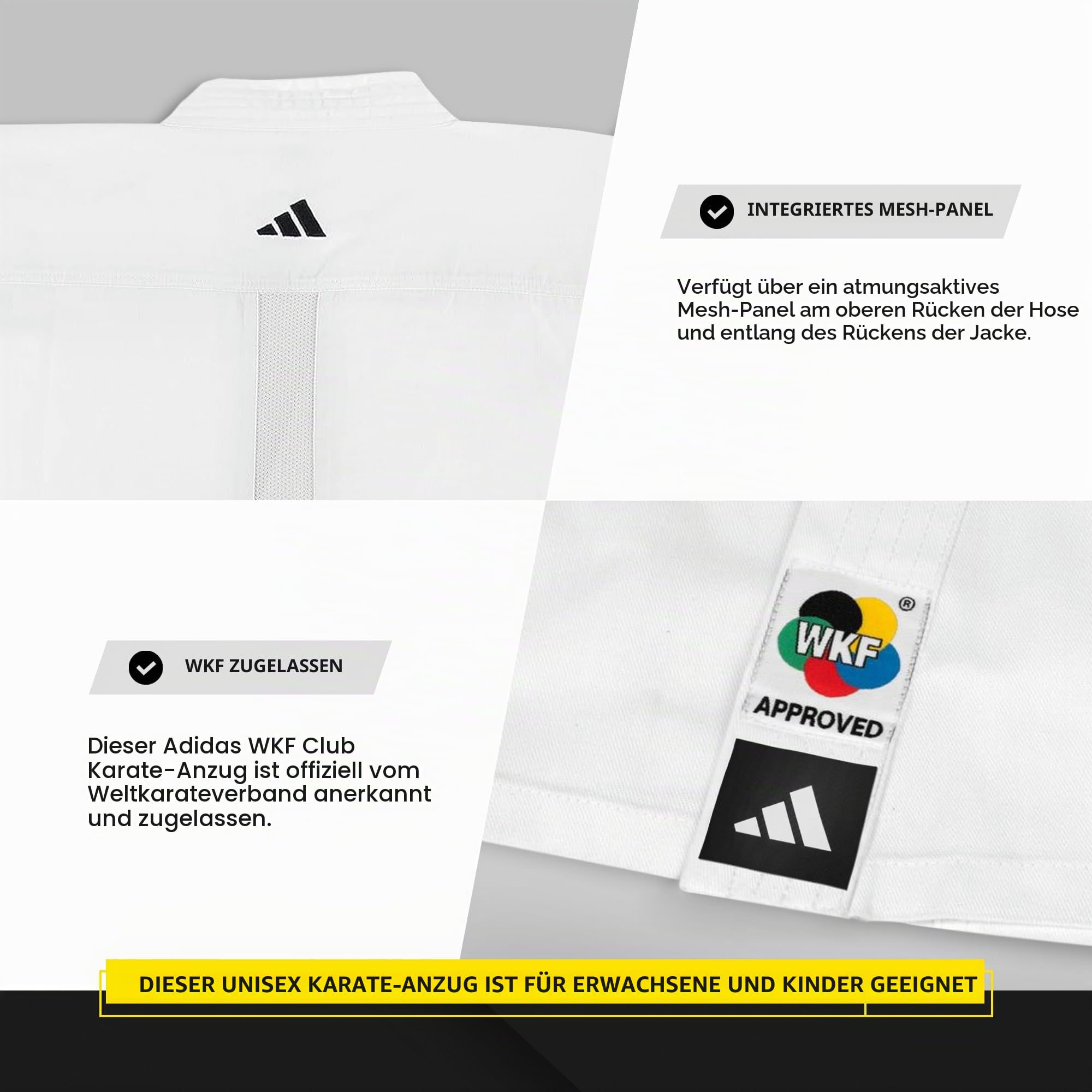 Adidas Mädchen Adidas Wkf Club Karate-uniform – 227 G Kampfsport Student Gi Adidas WKF Club Karate-Uniform – 227 g Kampfsport Student Gi