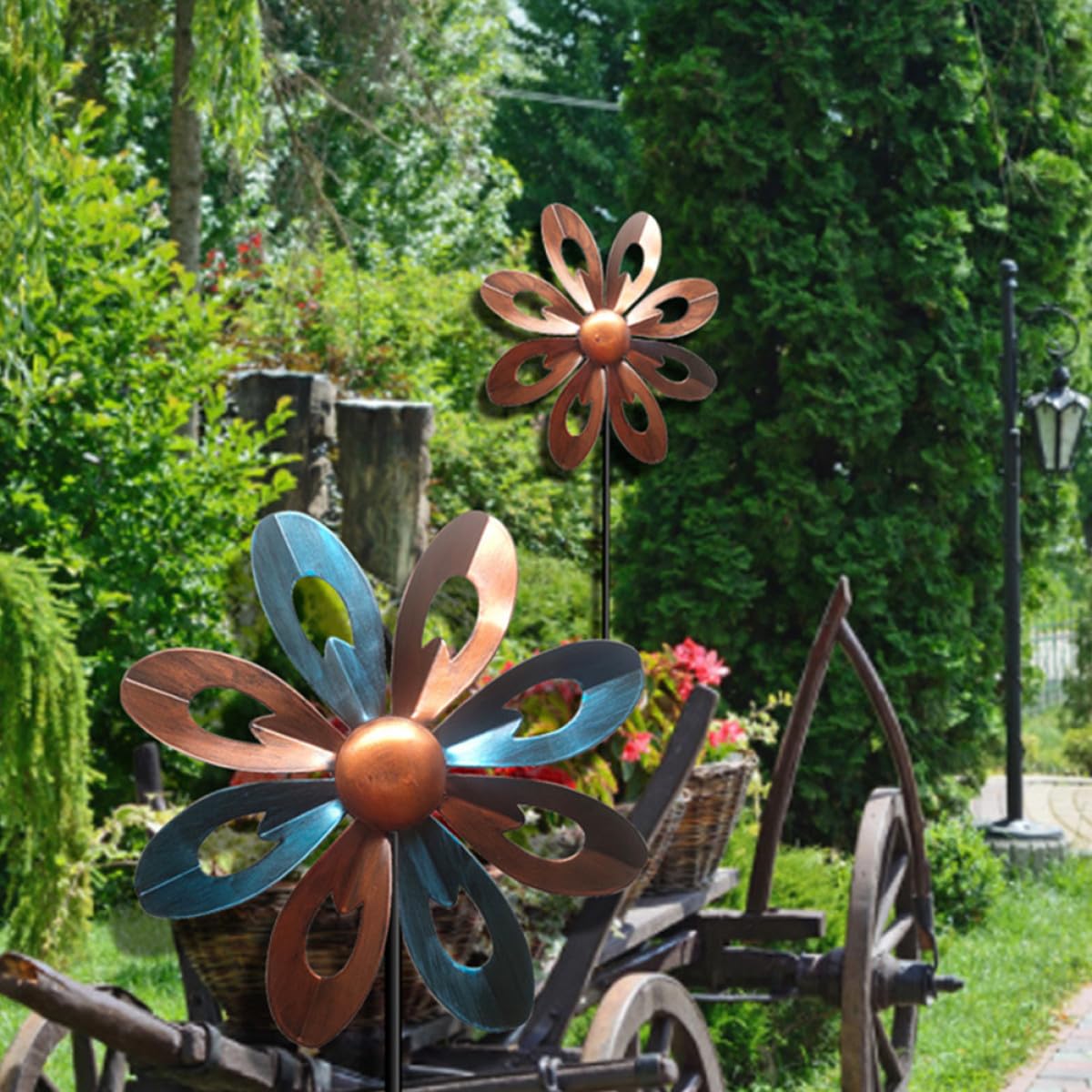Decorazione Mulino a Vento Rotante in Ferro per Giardino Esterno