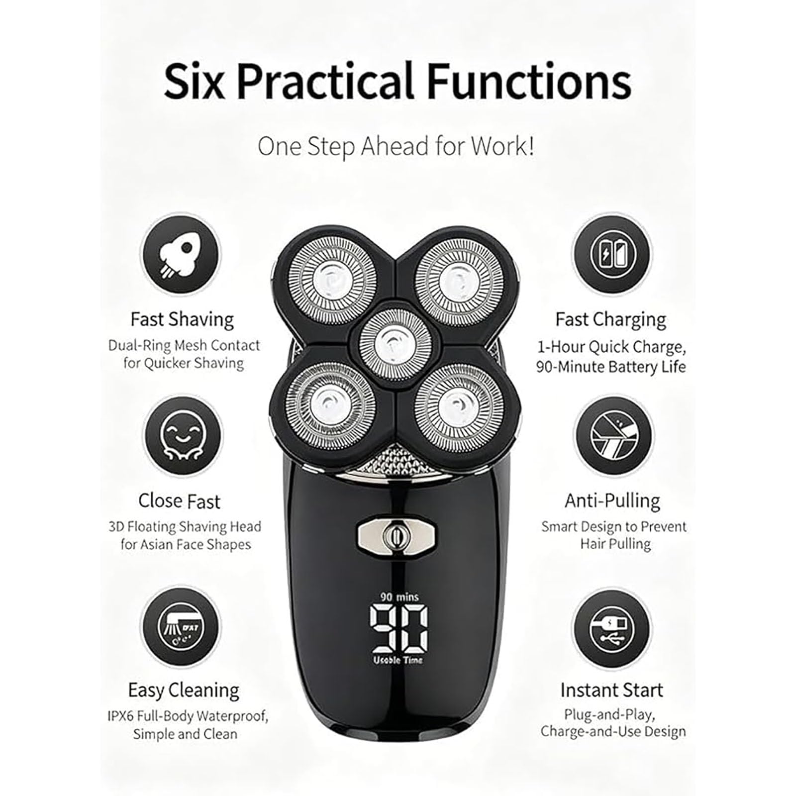 Bennii, rasoio Bennii Pro, BenniiIntimate Body Shaver, rasoio 5D con lama galleggiante impermeabile, 360° Wet Dry ricaricabile, kit per la cura dei peli del naso, da uomo