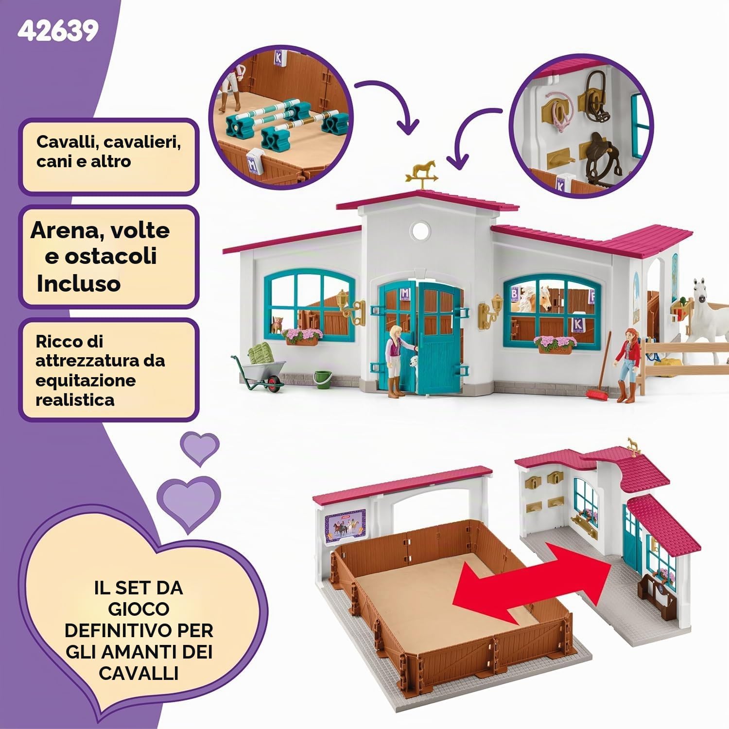 SCHLEICH HORSE CLUB | Maneggio Peppertree 42639 | con ostacoli, paddock e tanti accessori | regalo perfetto per bambine e bambini | cavalli giocattolo dai 5 anni | set da 179 pezzi