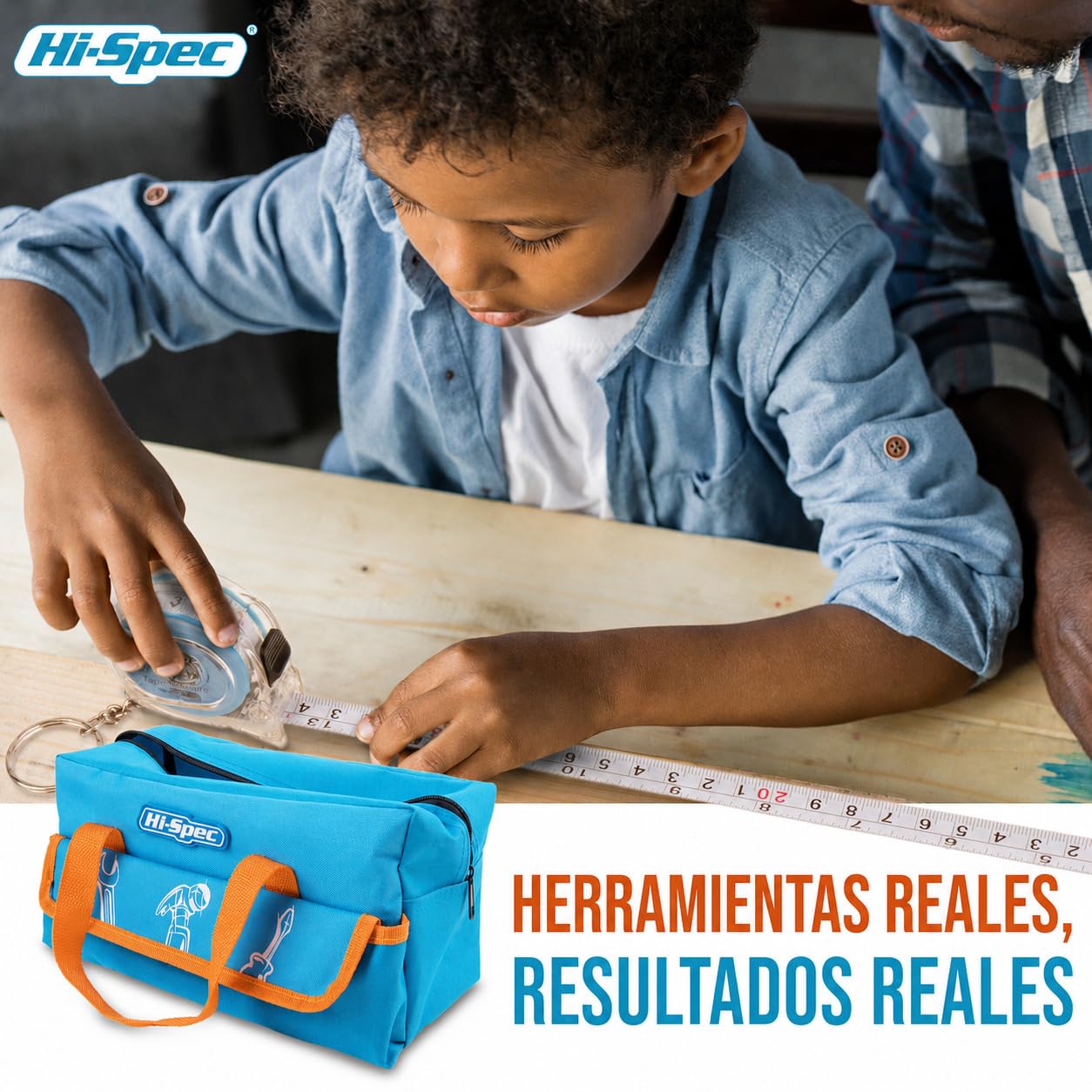 Hi-Spec Bolsa de Herramientas Reales para Niños para Aprendizaje DIY, Azul