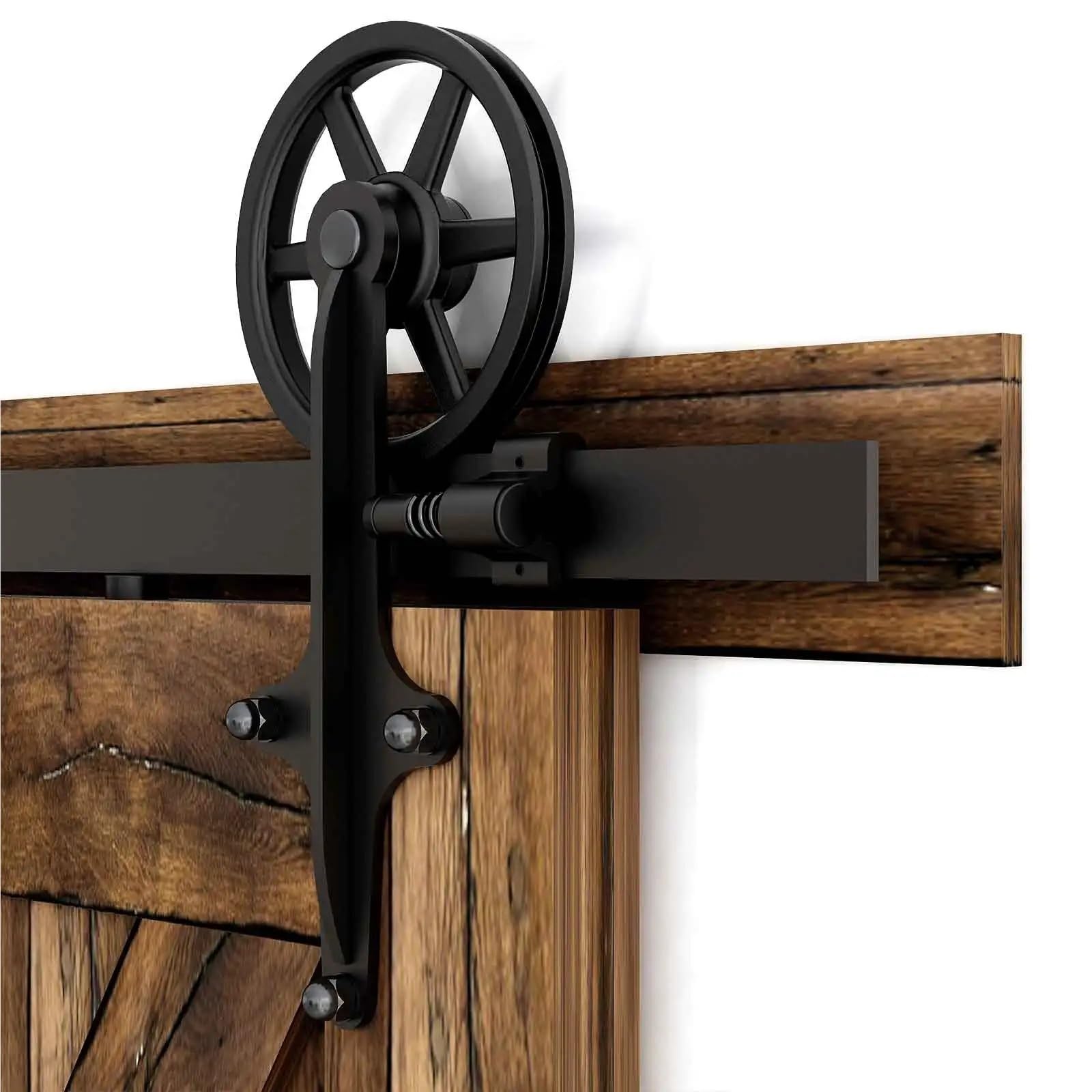 Csdasw One Color 2Pcs Black Sliding Barn Wood Door Rollers Hanger Kit With Accessories (No Rail/No Doors) Smooth And Quiet