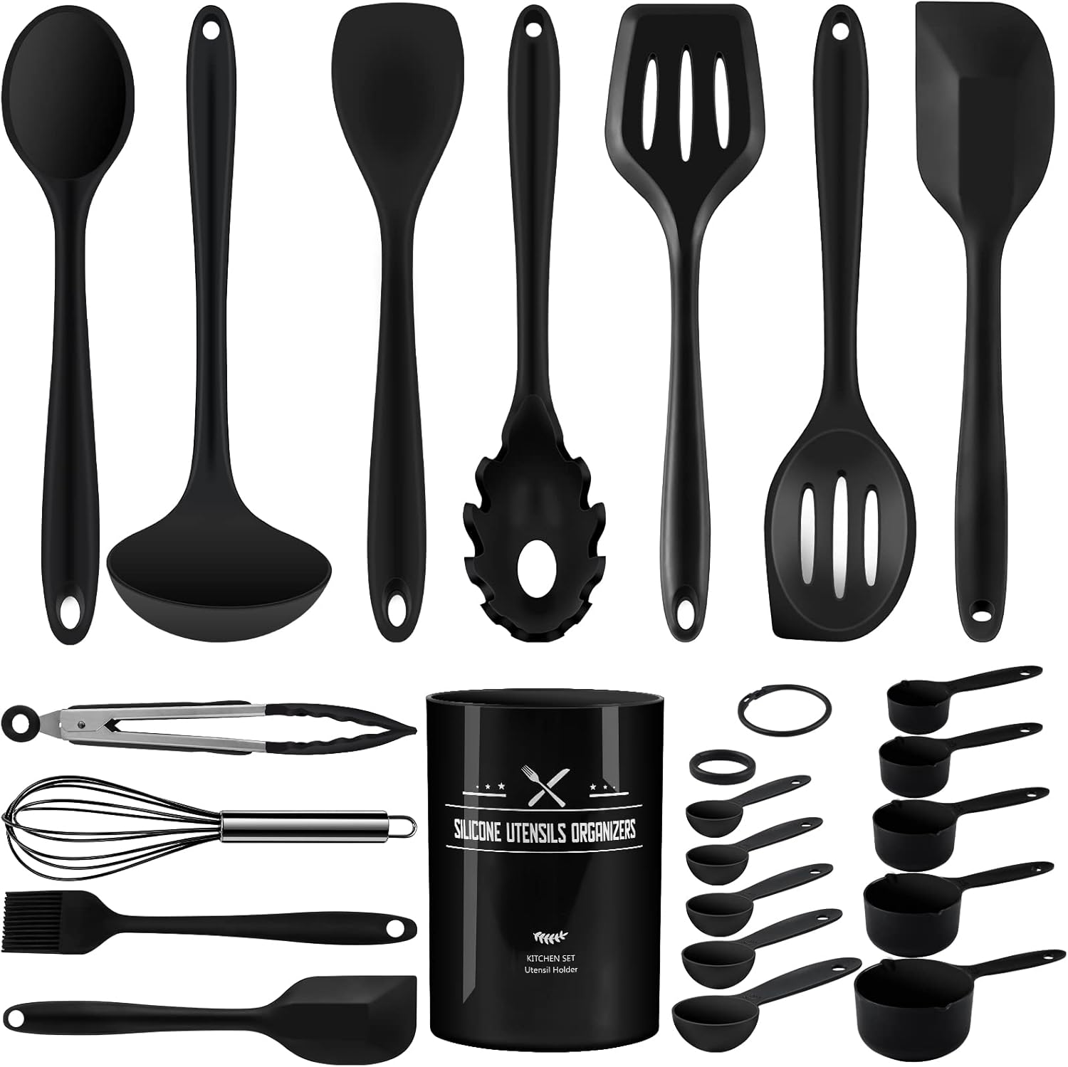 Wildone Kitchen Utensils Set, Silicone Kitchen Utensils, 22 pcs Non