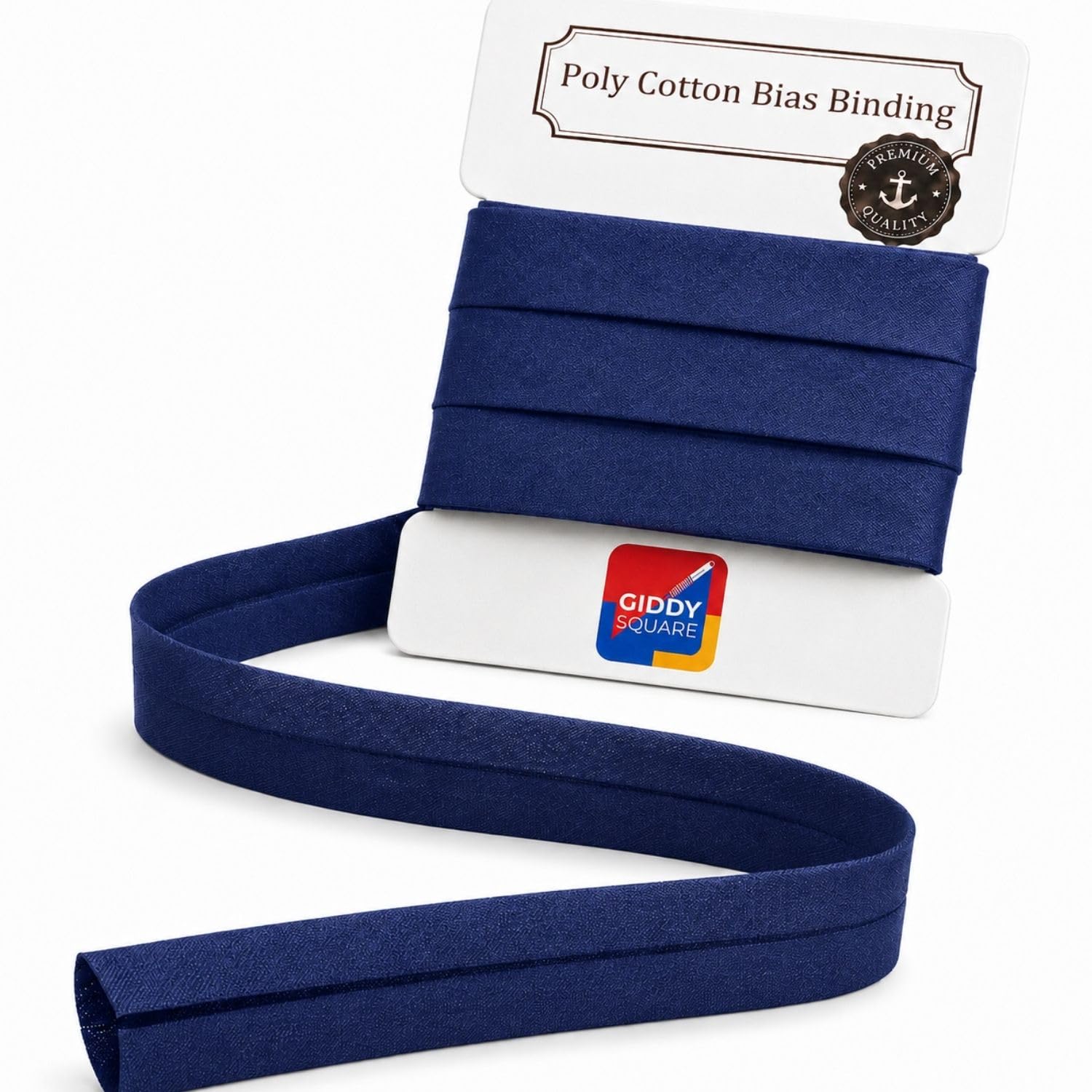 Navy 5m Bias Binding Tape 25mm 1 Inch Pre-Folded Single-Fold — image 1