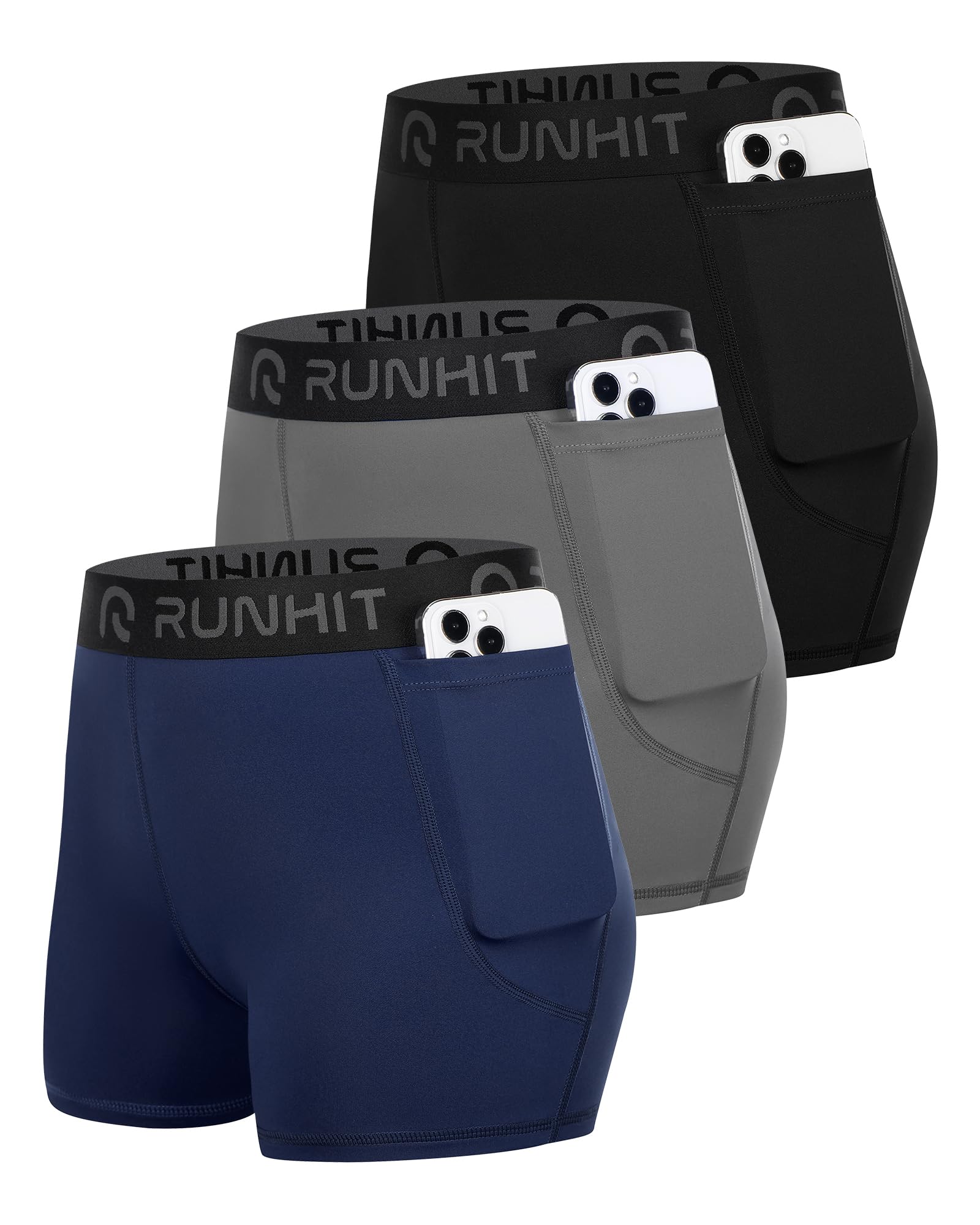 Runhit 3 Volleyball Shorts Womens 3 Pack Compression Shorts for Women Spandex Shorts Women Workout Athletic Yoga Gym