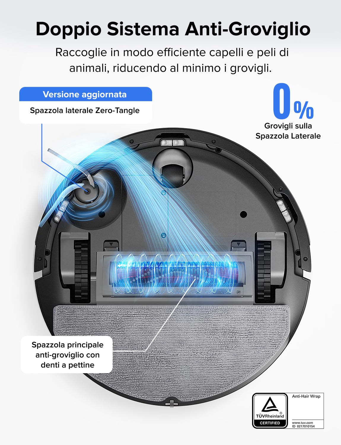 roborock Q7 L5 Robot Aspirapolvere Lavapavimenti con Mappatura, 8.000 Pa, Anti-groviglio, Quantità d'acqua Regolabile per il Lavaggio, Auto Boost sui Tappeti, Controllo APP, Nero