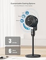 Vista 8 de JRD Ventilador para dormitorio, ventiladores oscilantes de 70°, ventilador de piso silencioso, ventiladores de pedestal de 100 pies para habitación