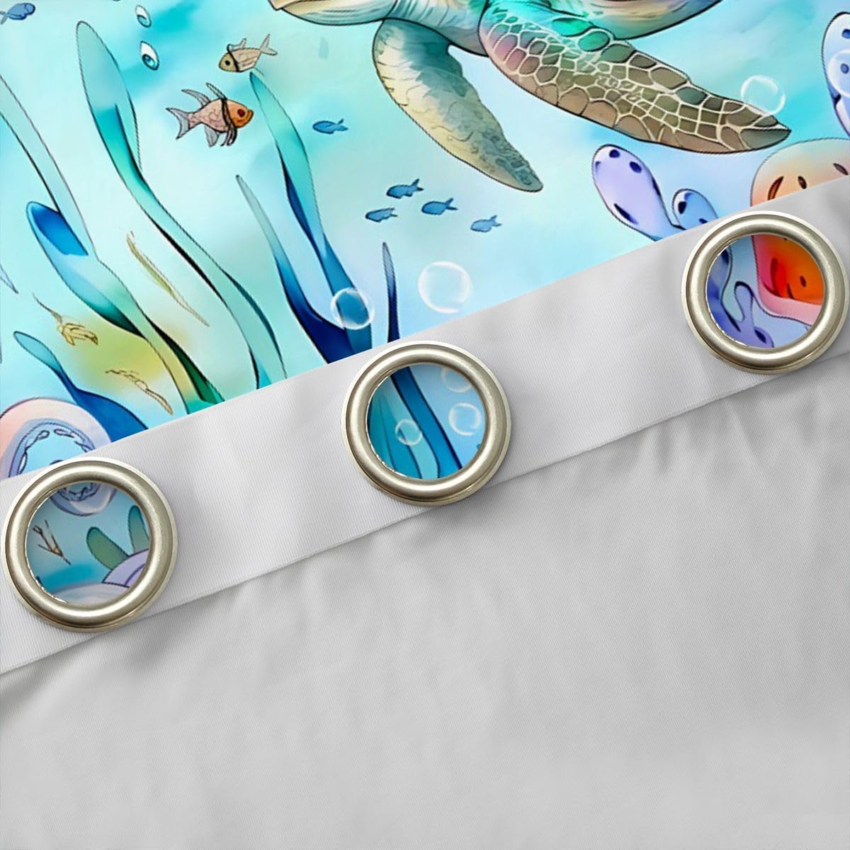 Castle Fairy Nautical Turtle Pirate Window Curtains Octopus Tentacle Boys Girls Room Decor Windows Drapes Sealife Watercolor Grommet Top 2 Panel Set Bedroom Curtains 52x84 Inch Blue Pink