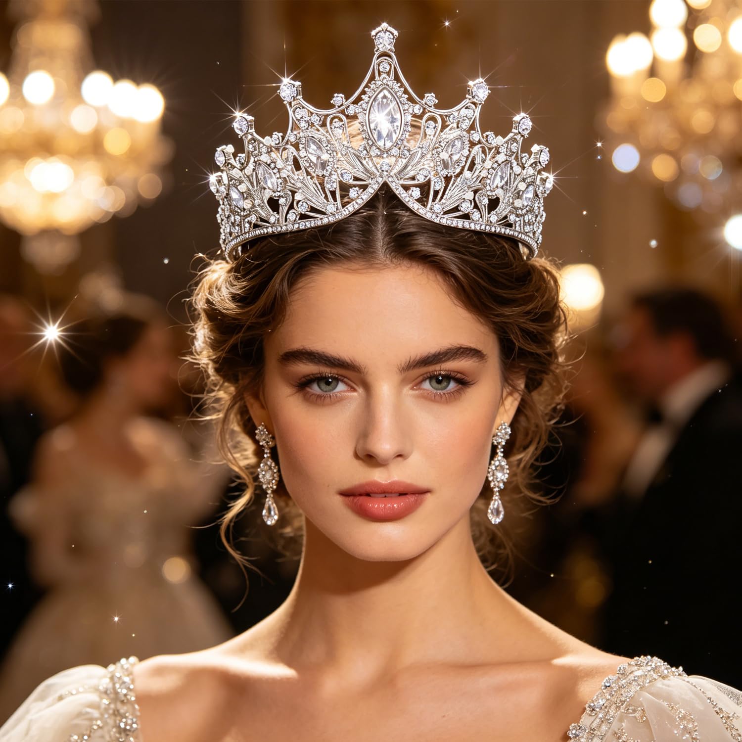 Zooma Tiara de cristal para novia, tiara de princesa, diadema de boda, para bodas, bailes, concursos, fiestas, cumpleaños, aleación, cristal y diamantes de imitación