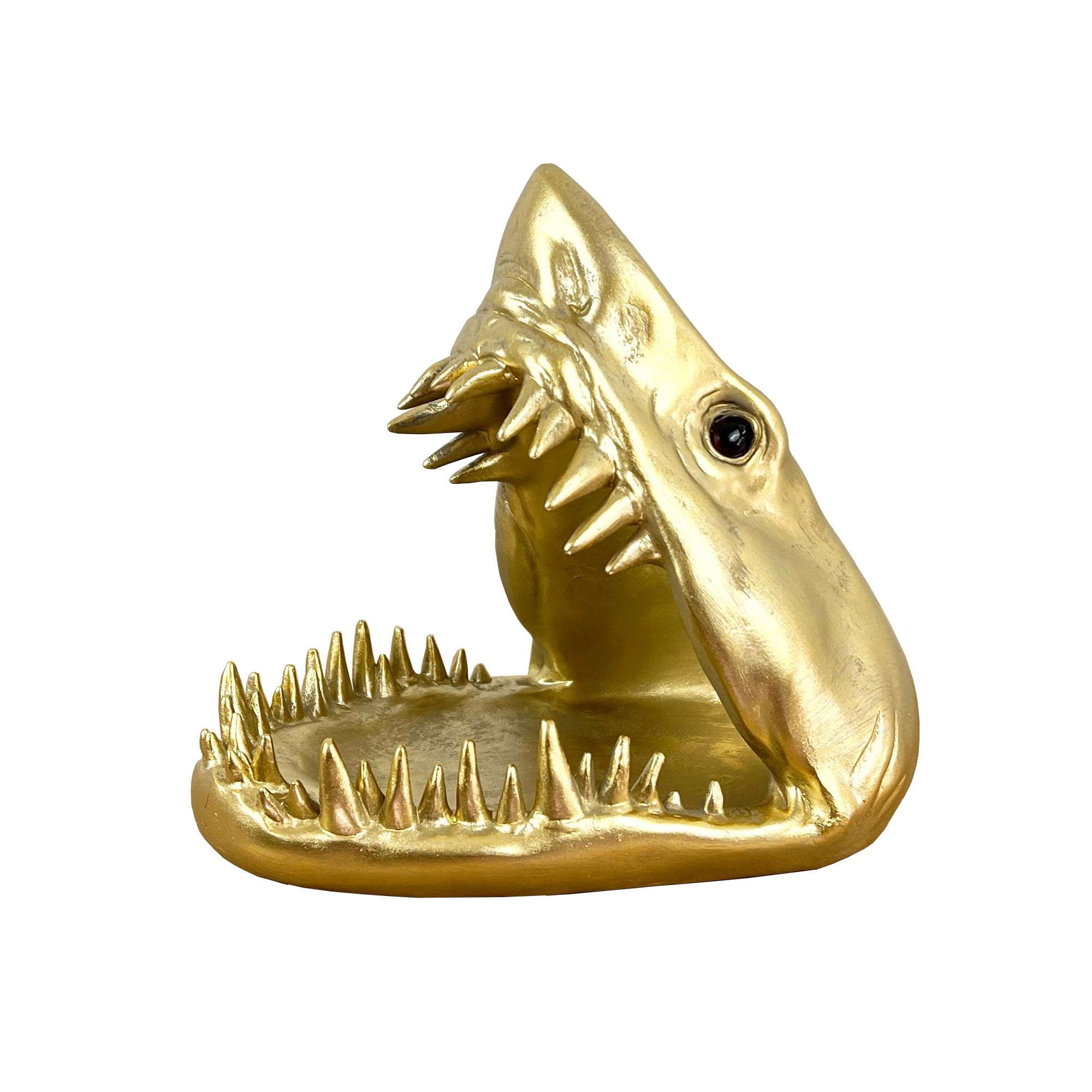 Alfie Francis Gold Shark Head Ornament for Living Room Trinket Dish Catch All Unique Quirky Desk Home Decor Object