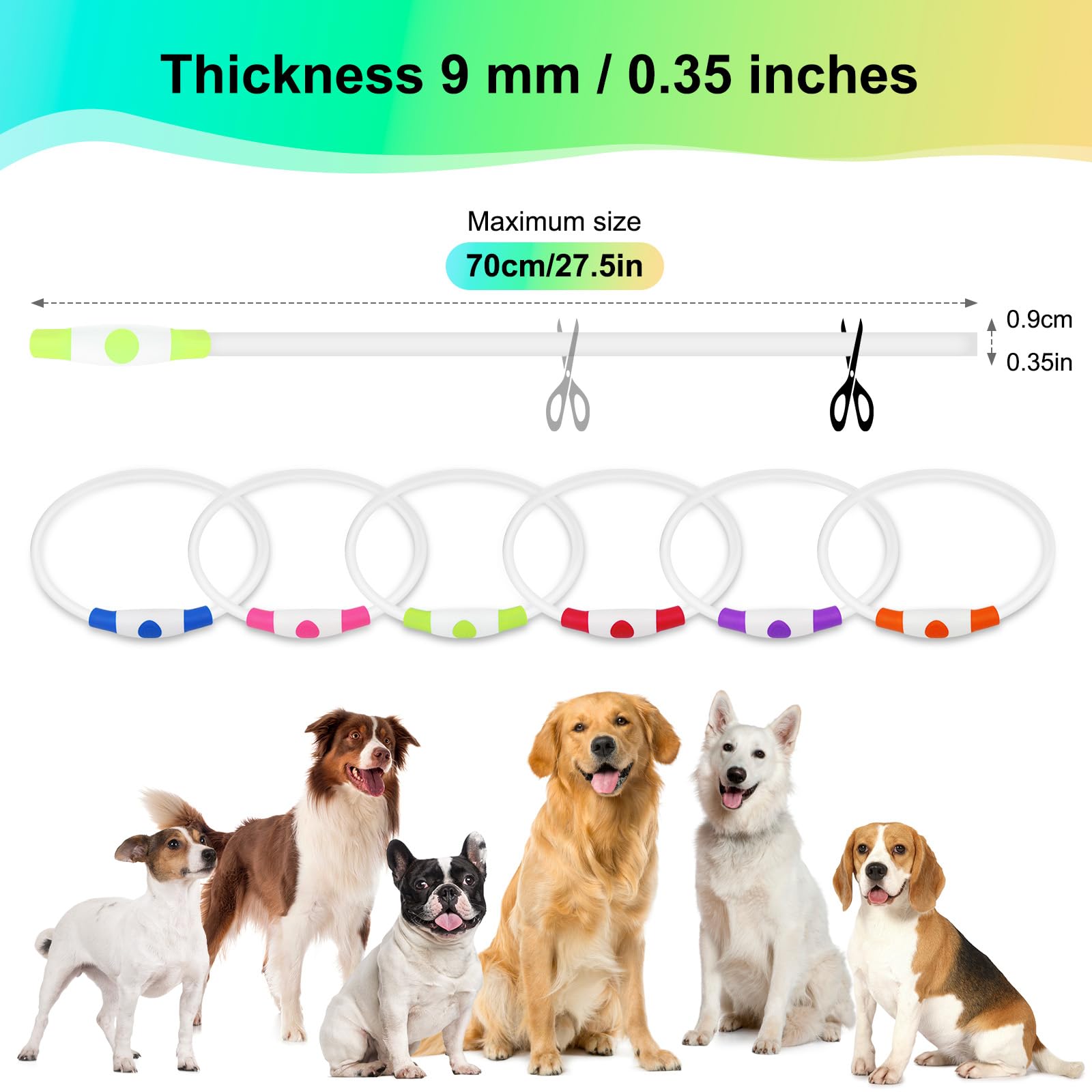 Collar de perro iluminado, collar LED impermeable para mascotas, recargable, luces brillantes de TPU para pasear por la noche (verde)