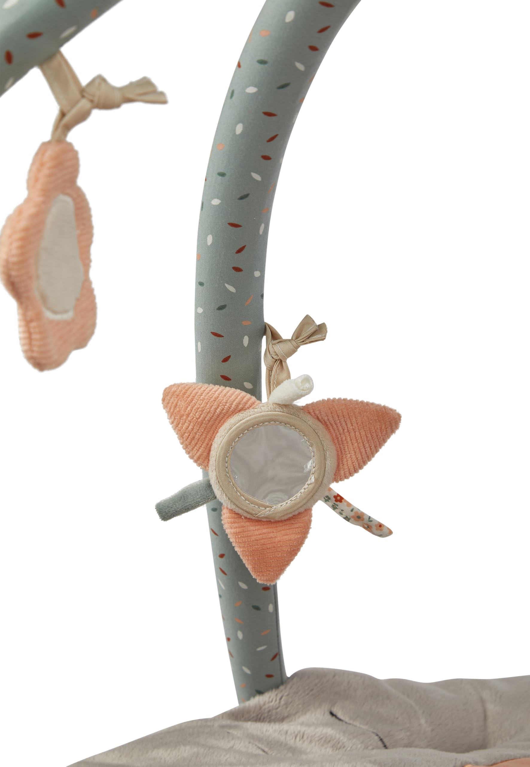 Sterntaler Spielbogen Katze Lilly - Spielbogen aus weichem Flausch und bedrucktem Baumwoll Mischgewebe - Baby Spieldecke mit Bogen und Spielfiguren zum Abnehmen - Baby Spielzeug, steingrün