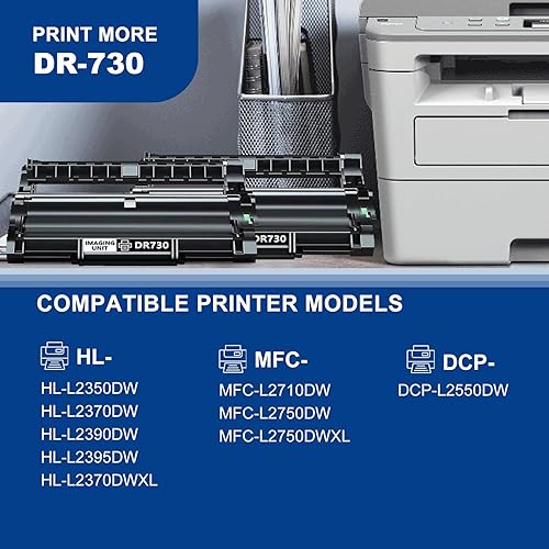 Miniatura 2 de Unidad de tambor de alto rendimiento DR730 (no tóner) Reemplazo para Brother DR 730 Unidad de tambor MFC-L2710DW MFC-L2750DW HL-L2370DW HL-L2350DW