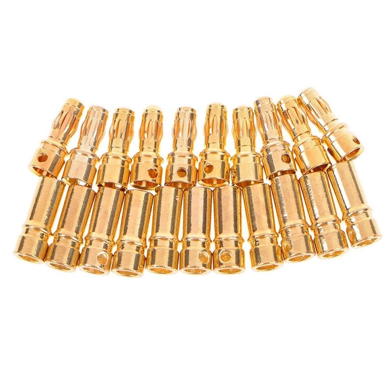 10 par wtyczek bananowych typu Bullet pozłacane 3,5 mm