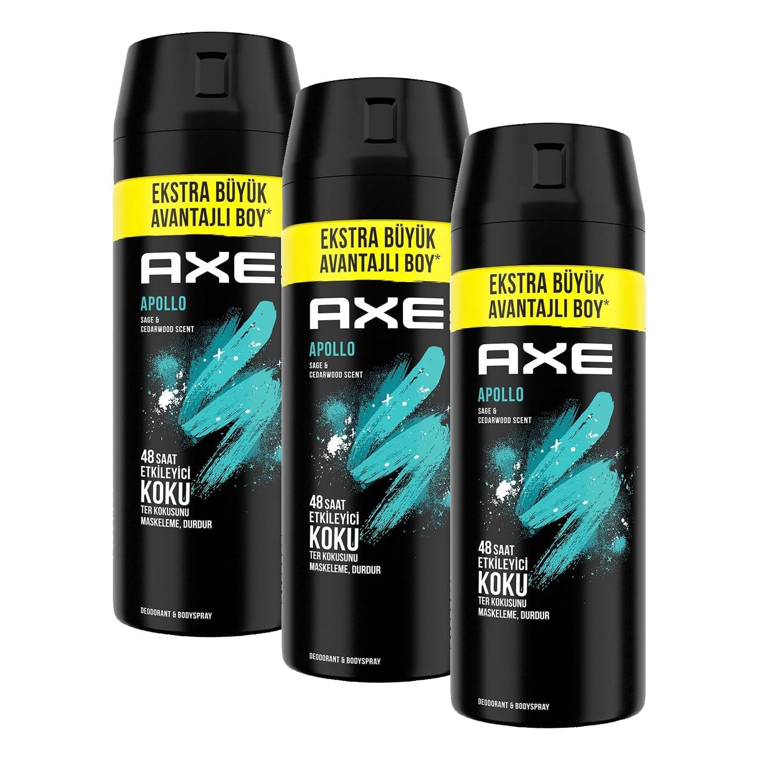 Axe Erkek Sprey Deodorant Apollo 48 Saat Etkileyici Koku 200 ml (3 paketi)