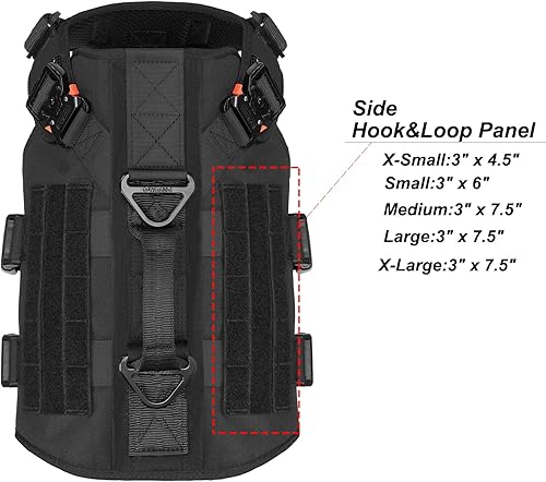 Miniatura 4 de ICEFANG - Arnés táctico para perro con 6 hebillas, chaleco con sistema molle con asa para perro, 34 del cuerpo, panel con velcro para parche de